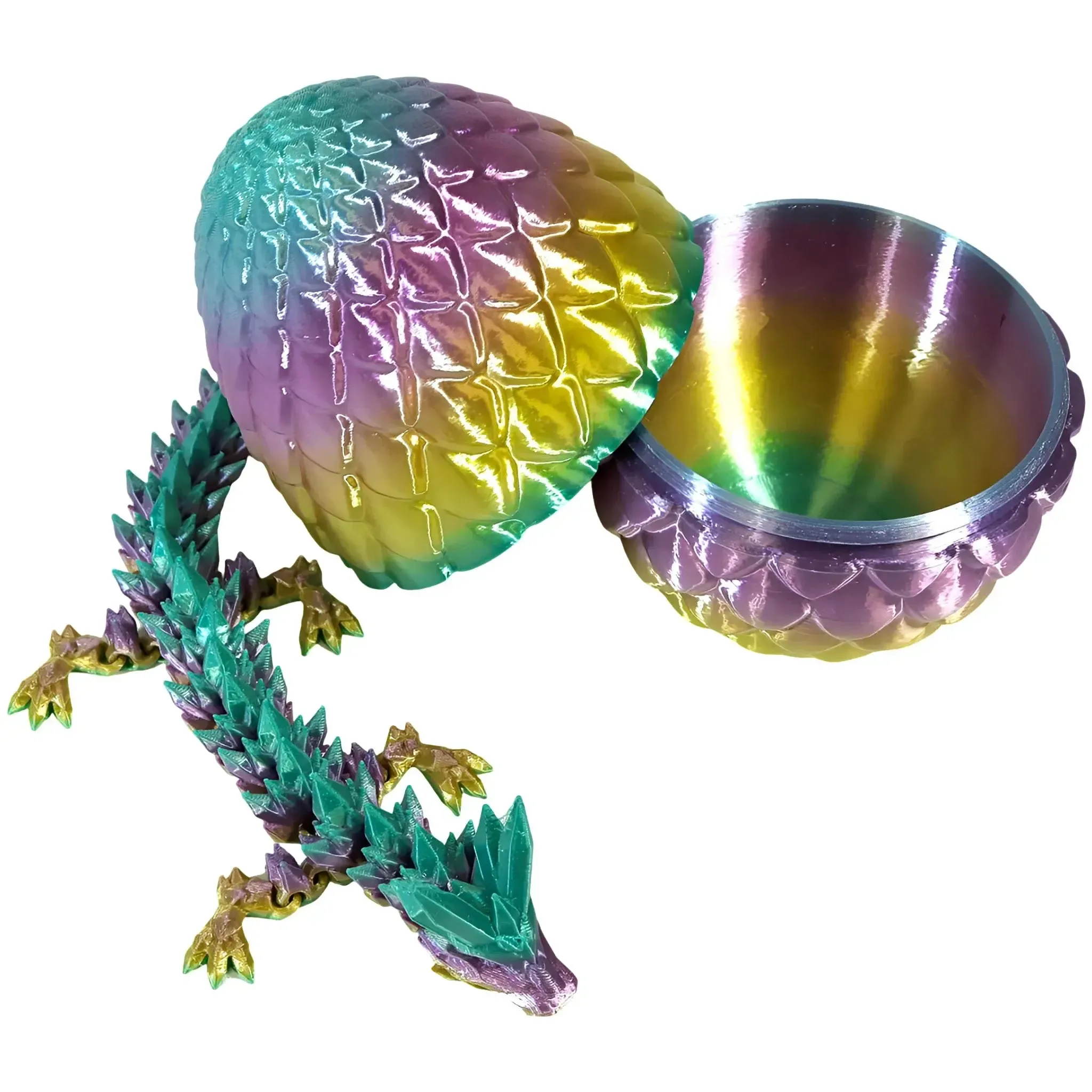 Aurora Prism Dragon Hatchling Toy Figure with Egg (3D Printed) - Wonderland Workshop - Image 4