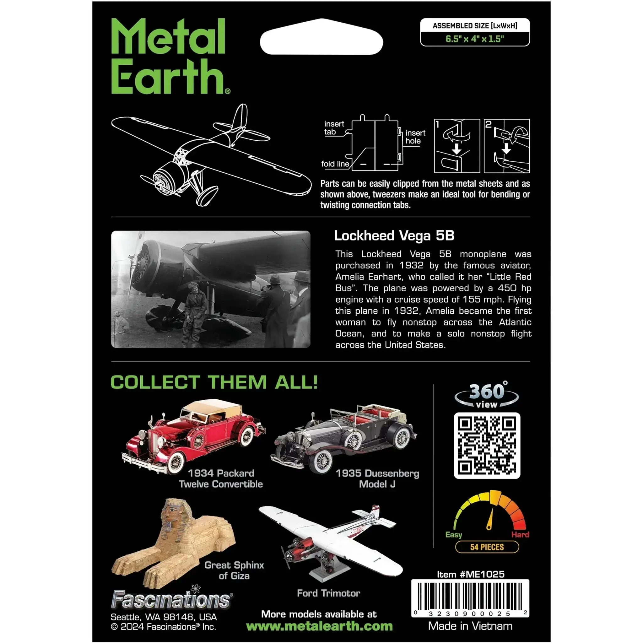 Aviation - Lockheed Vega 5B Plane Figure Model Kit (1:82 Scale, Steel, Moderate Difficulty) - Fascinations - Metal Earth Series - (2024) - Image 3