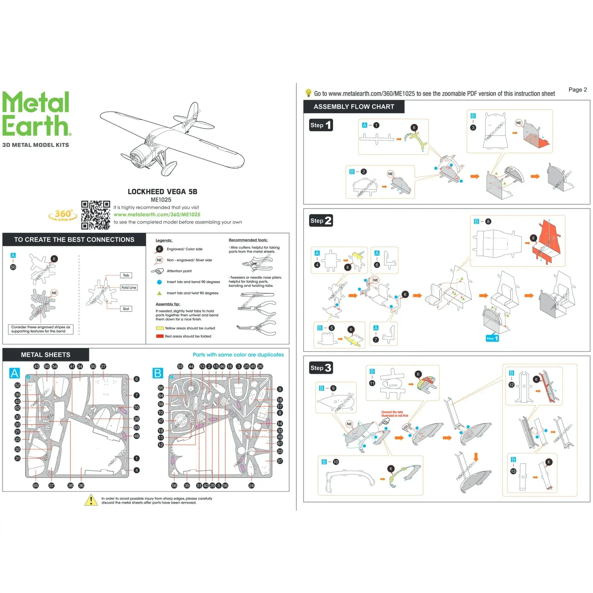 Aviation - Lockheed Vega 5B Plane Figure Model Kit (1:82 Scale, Steel, Moderate Difficulty) - Fascinations - Metal Earth Series - (2024) - Image 6
