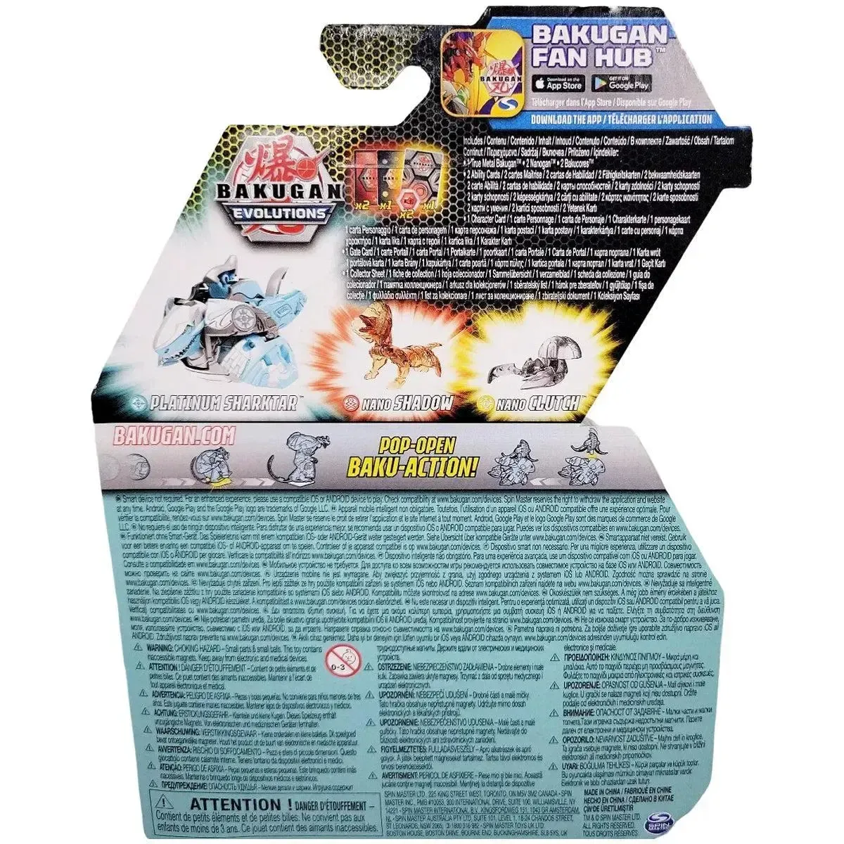 Bakugan: Evolutions - Sharktar with Nano Shadow and Nano Clutch Platinum Power Up Pack - Spin Master - True Metal Series - Image 3