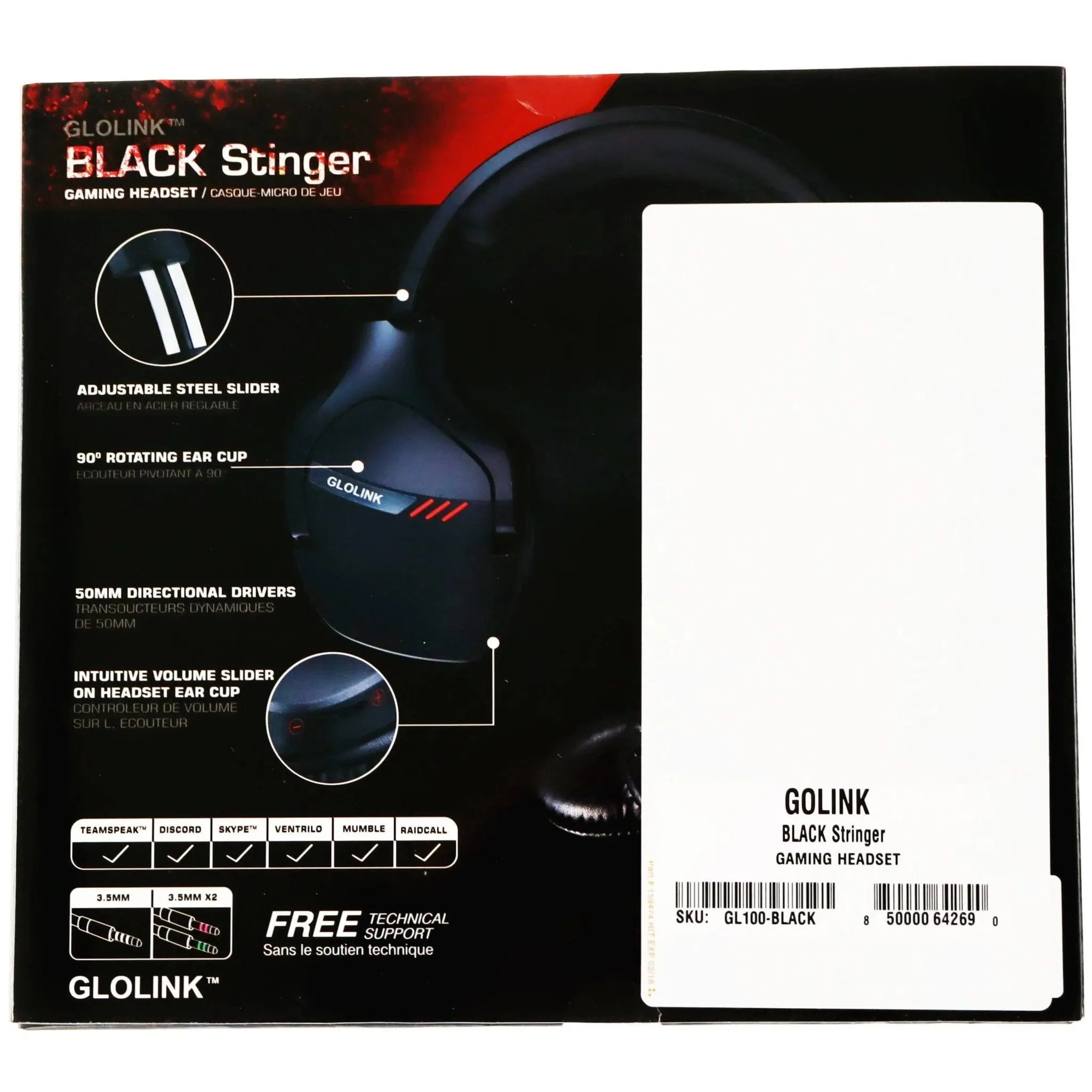 Black Stinger Wired Gaming Headset (Black) - GLOLINK - Image 3