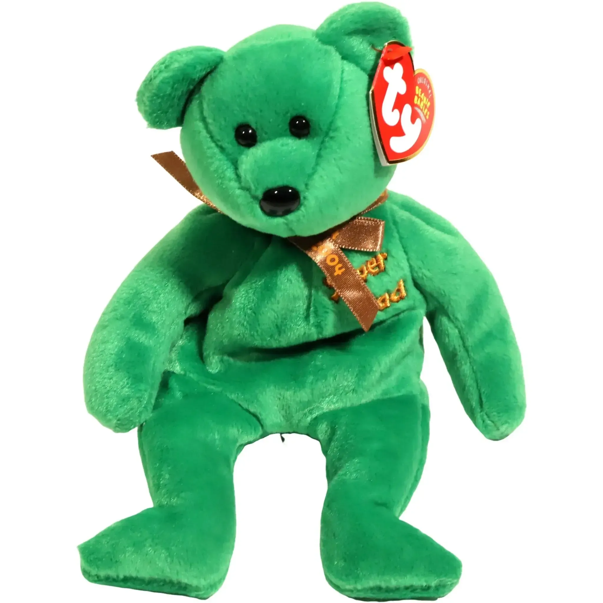 Dad-e the Super Dad Green Bear Plush (8") - Ty - Original Beanie Babies Series (2004)