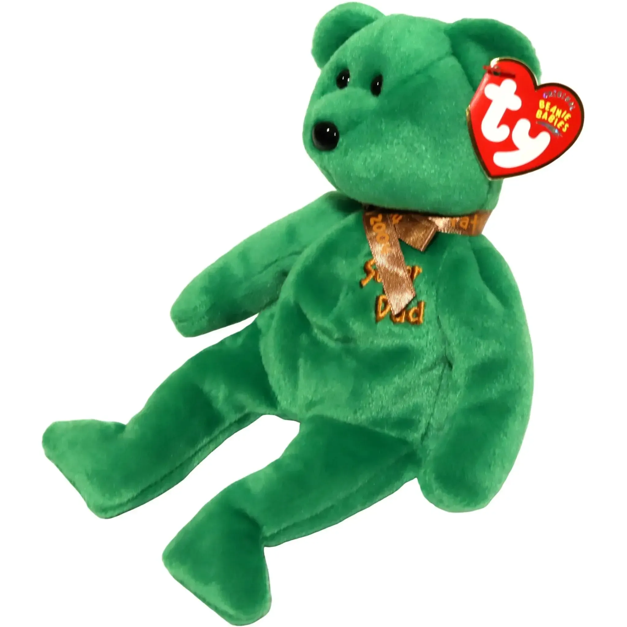 Dad-e the Super Dad Green Bear Plush (8") - Ty - Original Beanie Babies Series (2004) - Image 3