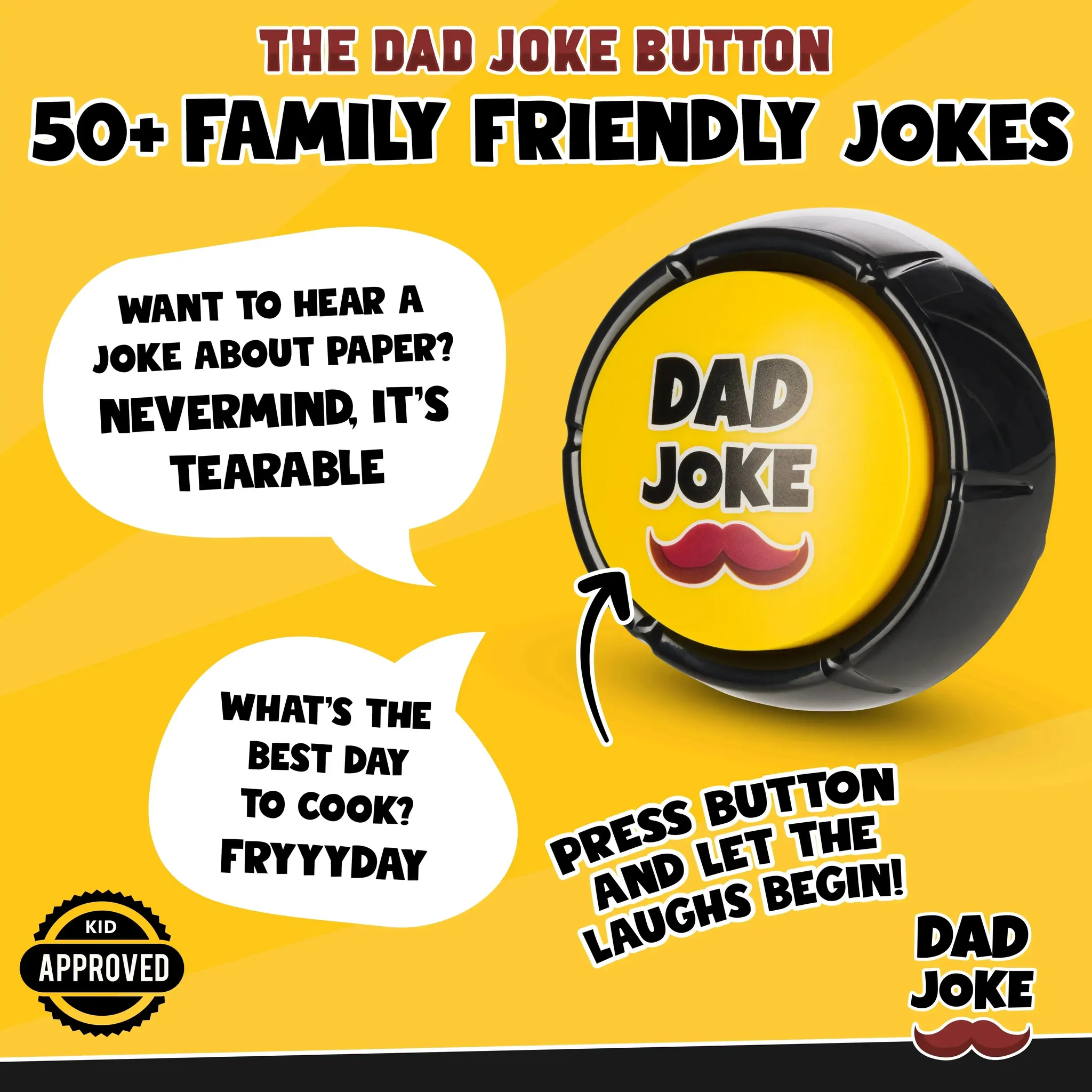 The Original Dad Joke Button | Funny Dad Jokes Gift for Dad | Fathers Day Gifts, Dad Birthday Gift from Daughter Son | Gag Gifts for Men, White Elephant Gifts for Adults - Image 13