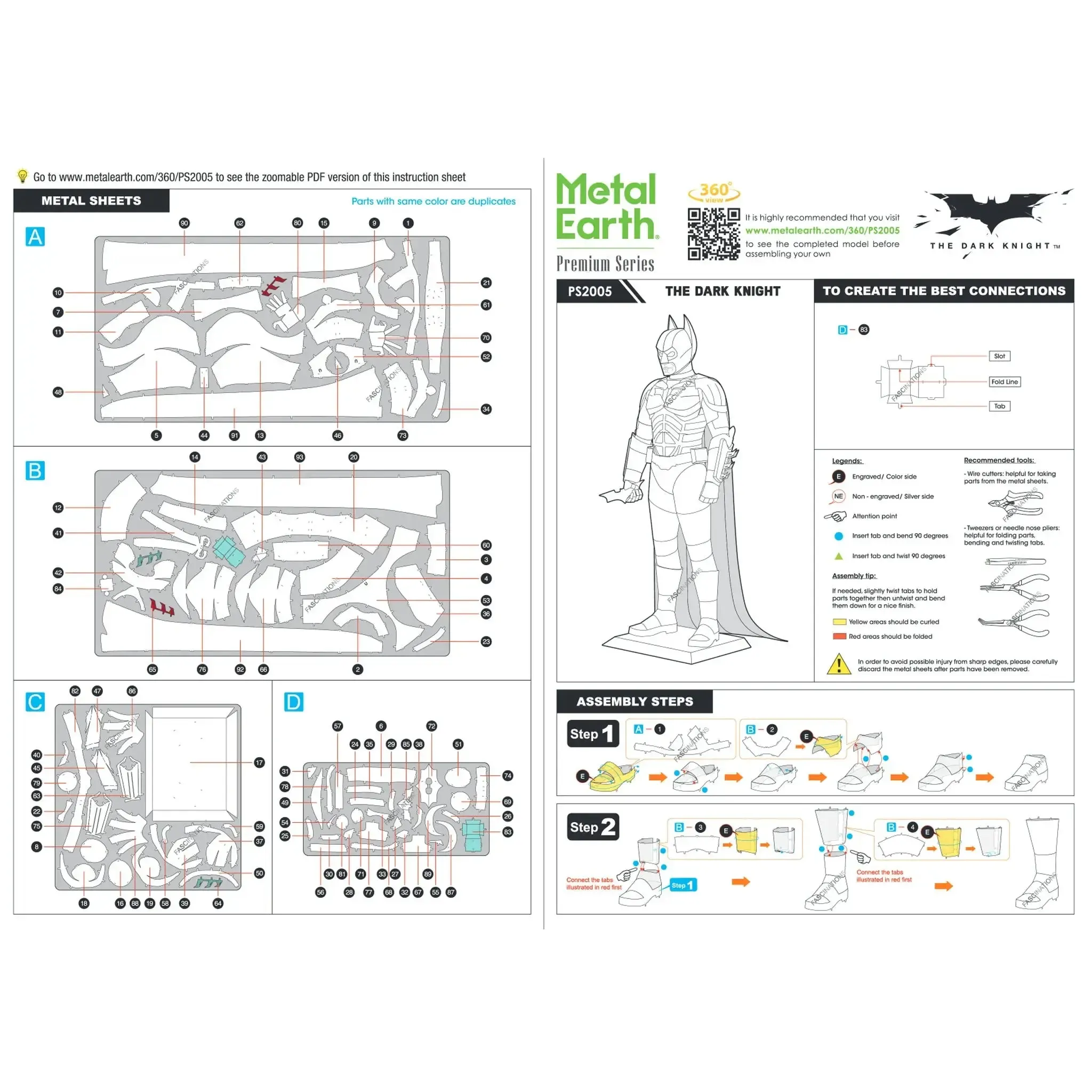 DC Comics [Batman: The Dark Knight Trilogy] - Batman 3D Figure Model Kit (Steel, Hard Difficulty) - Fascinations - Metal Earth Premium Series - (2023) - Image 7