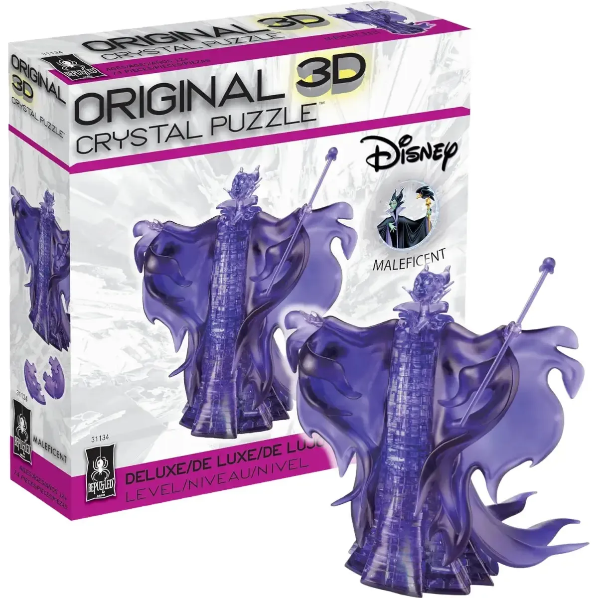 Disney [Sleeping Beauty] - Purple Maleficent Figure 3D Crystal Puzzle (Translucent) - University Games - Bepuzzled Series - Image 2