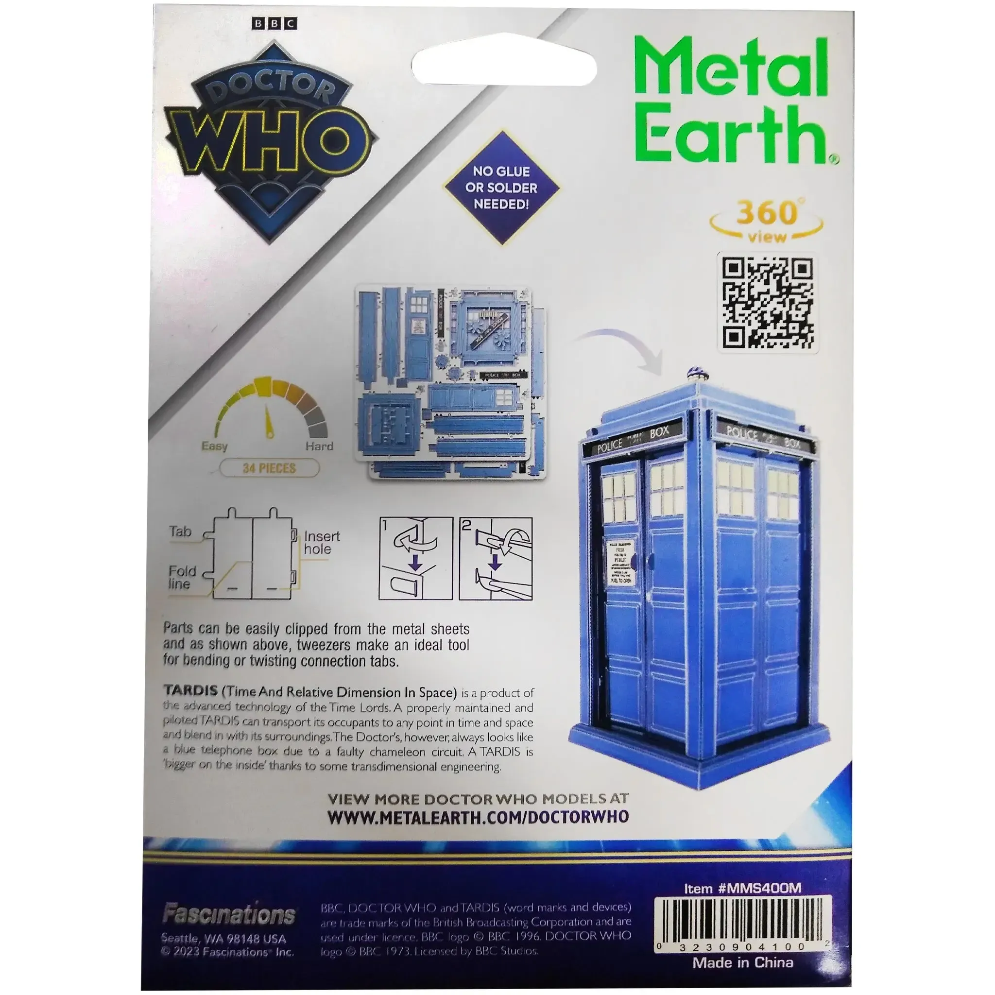 Doctor Who - Tardis Figure Model Kit (Steel, Moderate Difficulty) - Fascinations - Metal Earth Series - Image 3