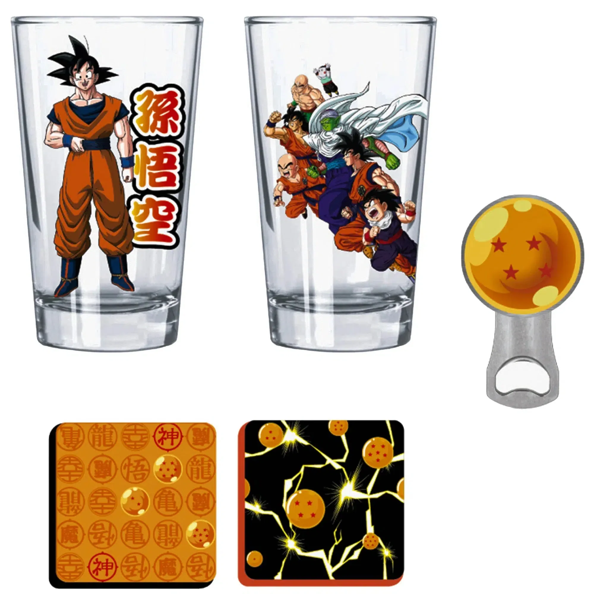 Dragon Ball Z - Drinking Glasses Collector's Gift Box Set - Two Glasses (16 oz.), Bottle Opener, Coaster Set - Image 2
