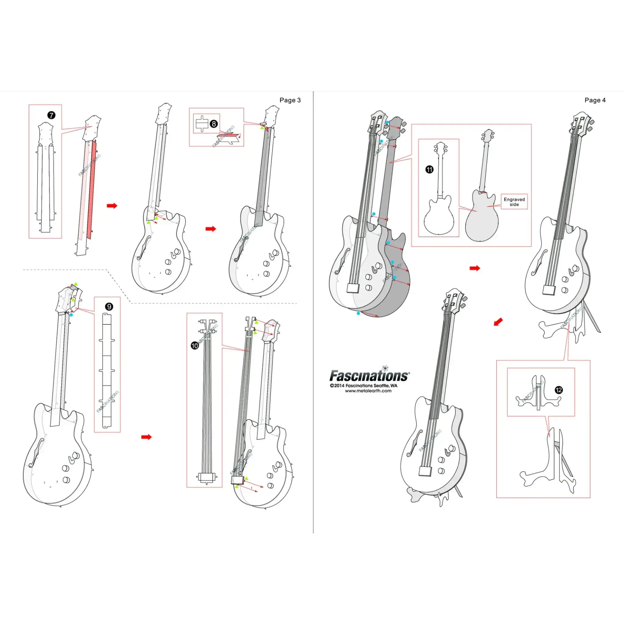 Electric Bass Guitar 3D Figure Model Kit (Steel, Easy Difficulty) - Fascinations - Metal Earth Series - (2023) - Image 8