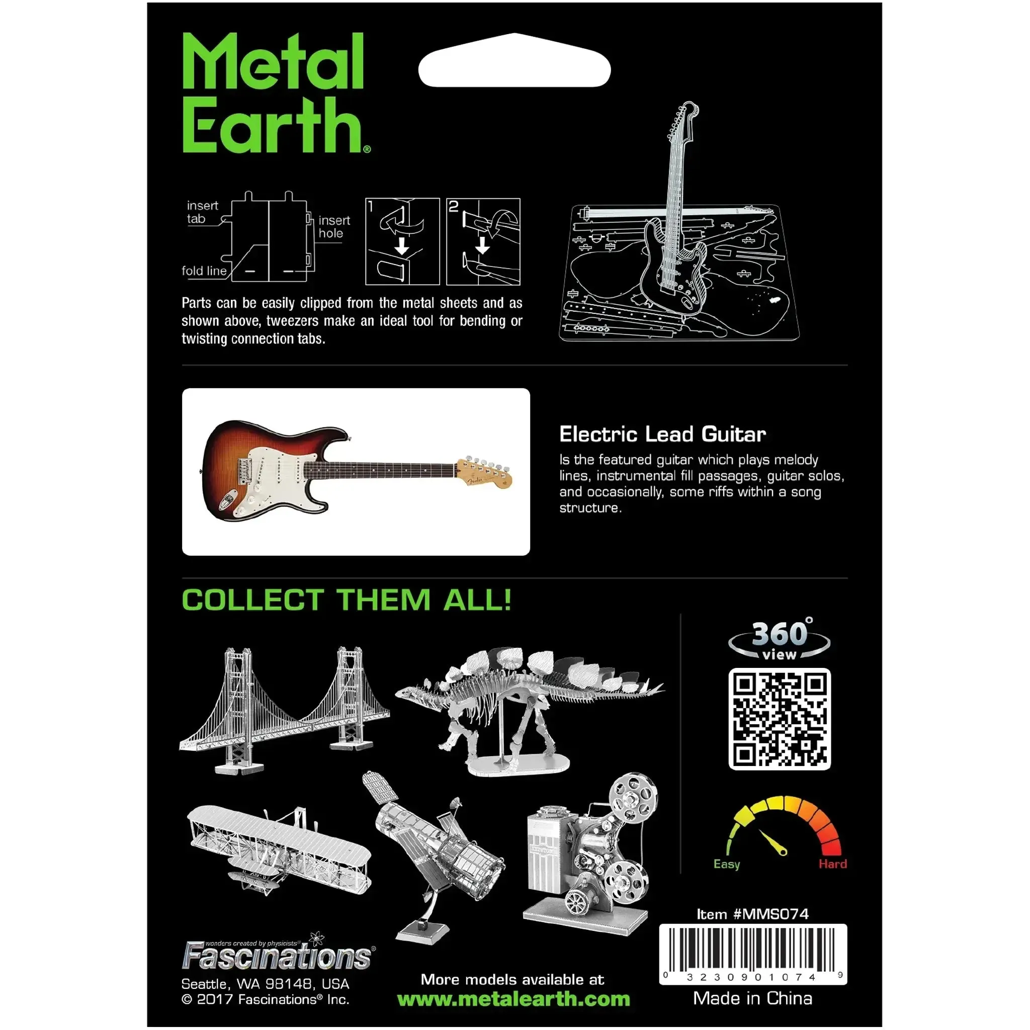 Electric Lead Guitar 3D Figure Model Kit (Steel, Easy Difficulty) - Fascinations - Metal Earth Series - (2023) - Image 3