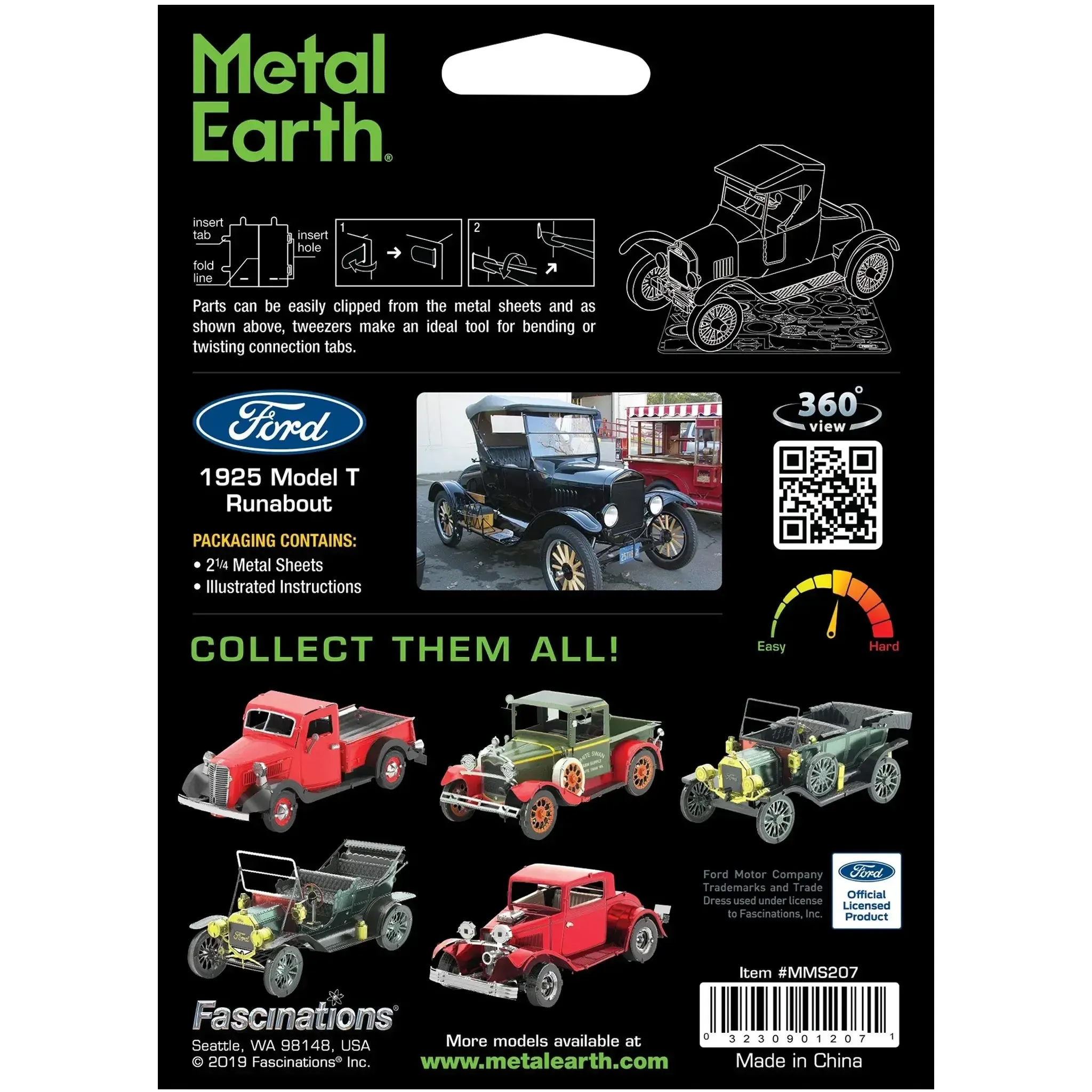 Ford - 1925 Model T Runabout Classic Car Figure Model Kit (1:43 Scale, Steel, Moderate Difficulty) - Fascinations - Metal Earth Series - (2022) - Image 3