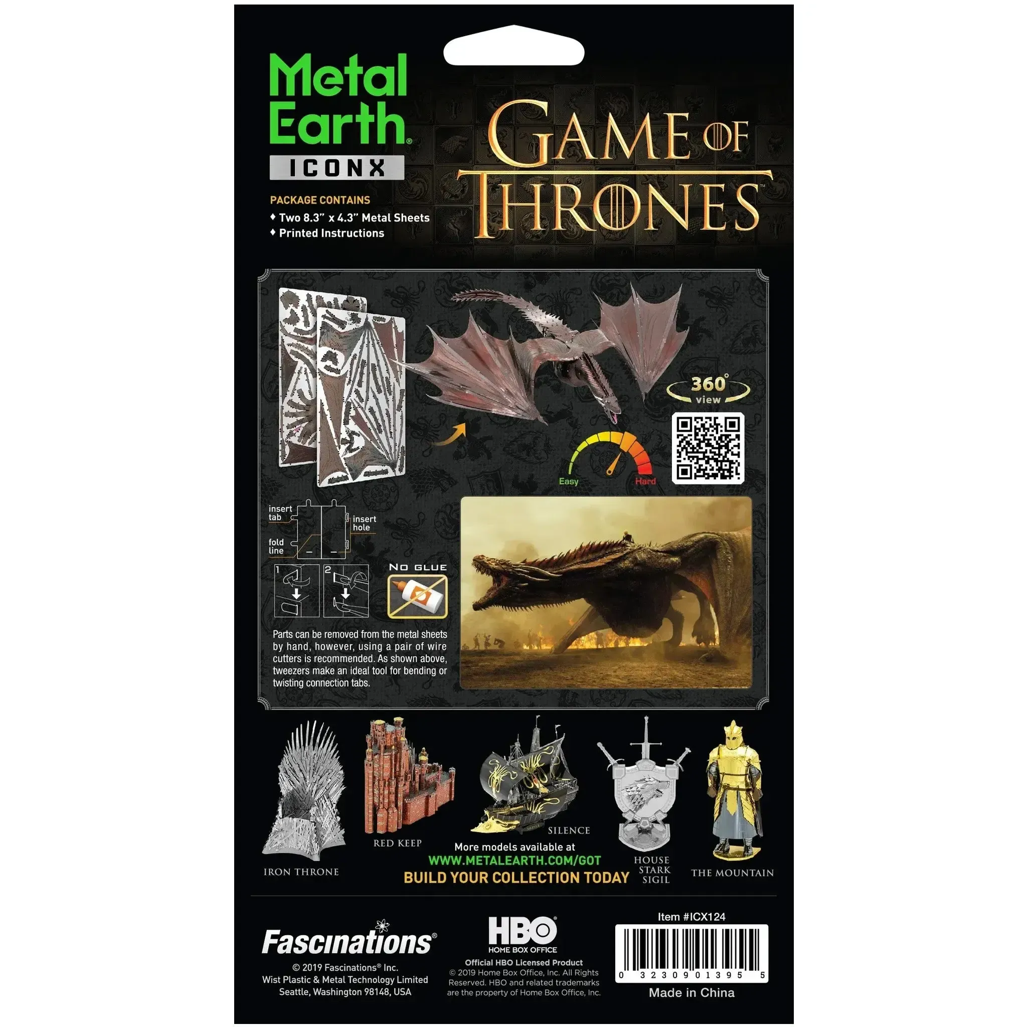 Game of Thrones - Drogon Figure Model Kit (Steel, Moderate Difficulty) - Fascinations - Metal Earth Premium Series - (2023) - Image 3