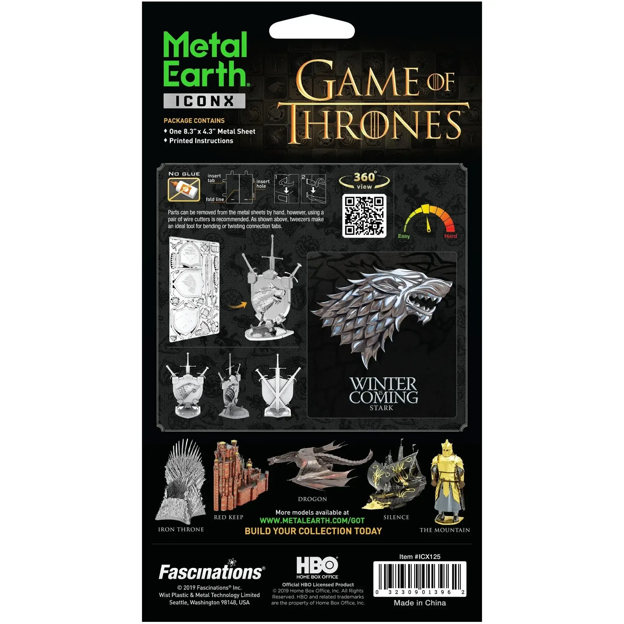 Game of Thrones - House Stark Sigil Figure Model Kit (Steel, Moderate Difficulty) - Fascinations - Metal Earth ICONX Premium Series - (2019) - Image 3