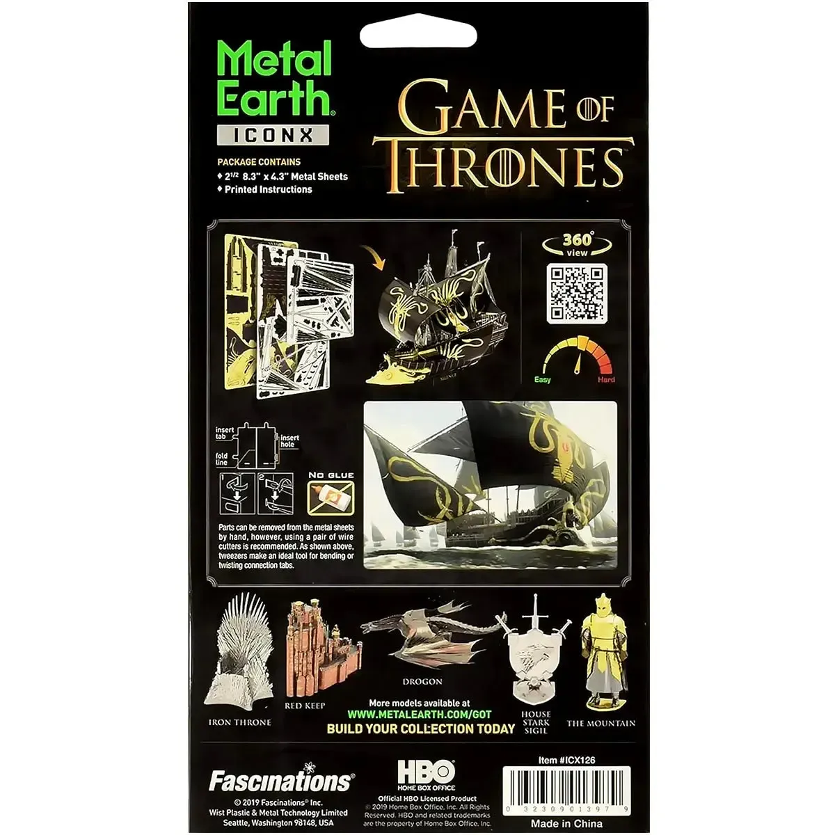 Game of Thrones - Silence Ship Figure Model Kit (Steel, Moderate Difficulty) - Fascinations - Metal Earth Iconx Premium Series - Image 3