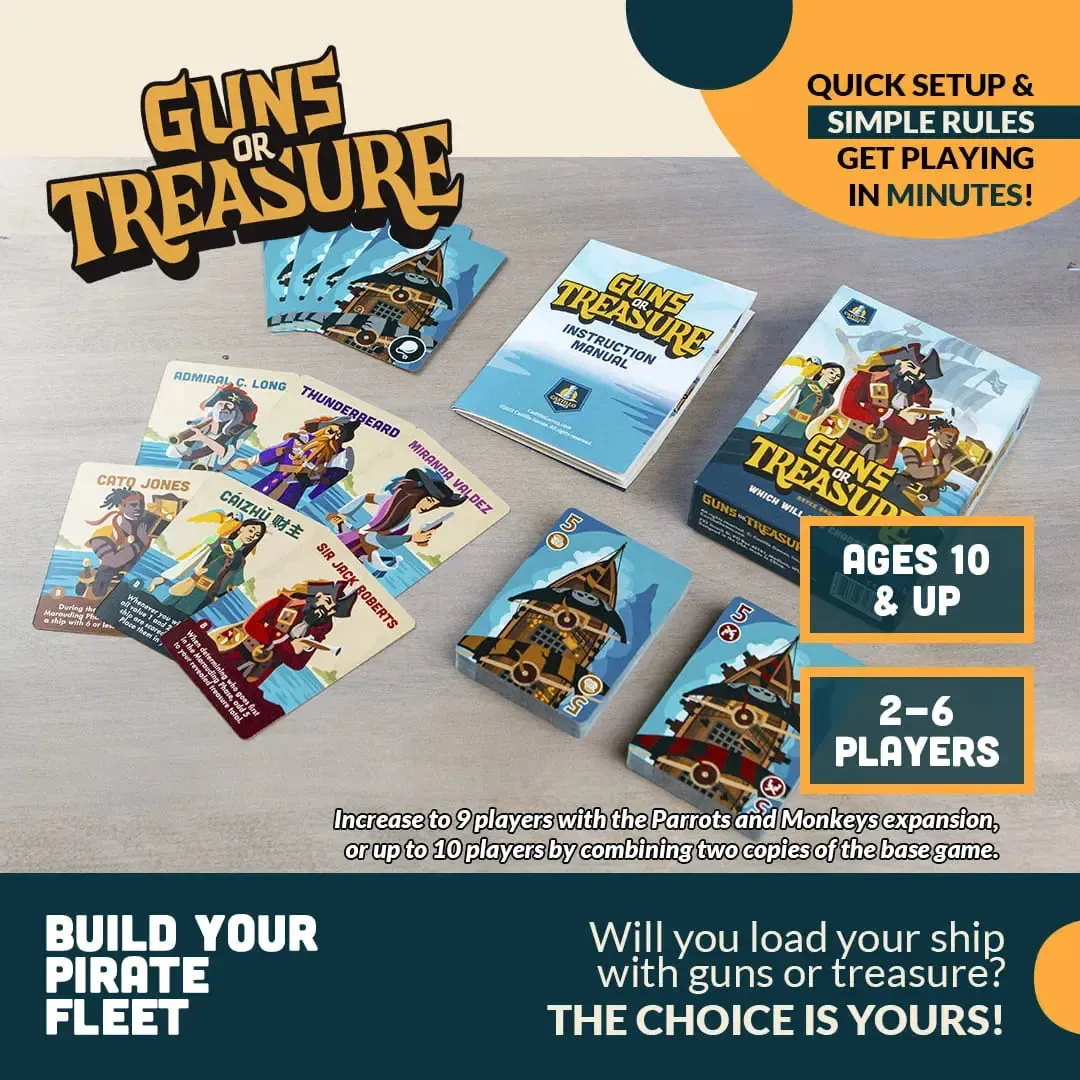 Guns or Treasure - Party Pirate Card Game for Family, Adults & Children (2-6 Players, Ages 8+) - Image 2