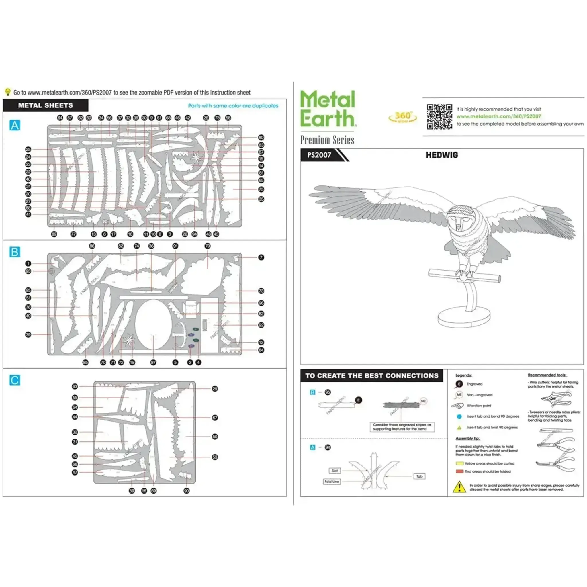 Harry Potter - Hedwig Figure Model Kit (Steel, Challenging Difficulty) - Fascinations - Metal Earth Premium Series - Image 7