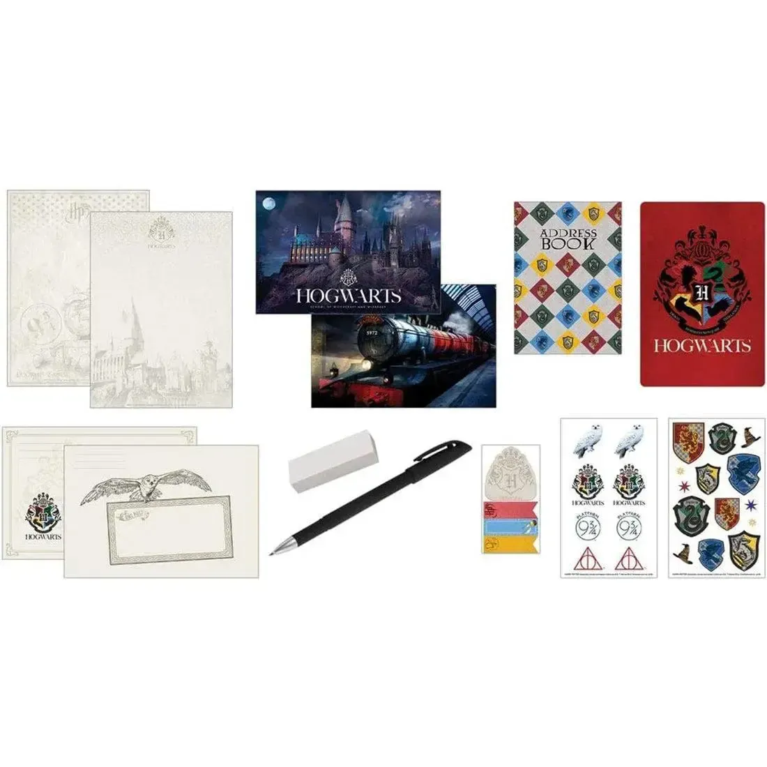 Harry Potter - Hogwarts 30-Piece Stationary Gift Set - (Letters, Envelopes, Postcards, Address Book, Pen, Eraser, Notepad) - Paper House Products - Playhouse Series - Image 2
