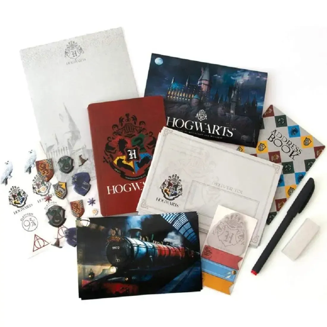Harry Potter - Hogwarts 30-Piece Stationary Gift Set - (Letters, Envelopes, Postcards, Address Book, Pen, Eraser, Notepad) - Paper House Products - Playhouse Series - Image 3
