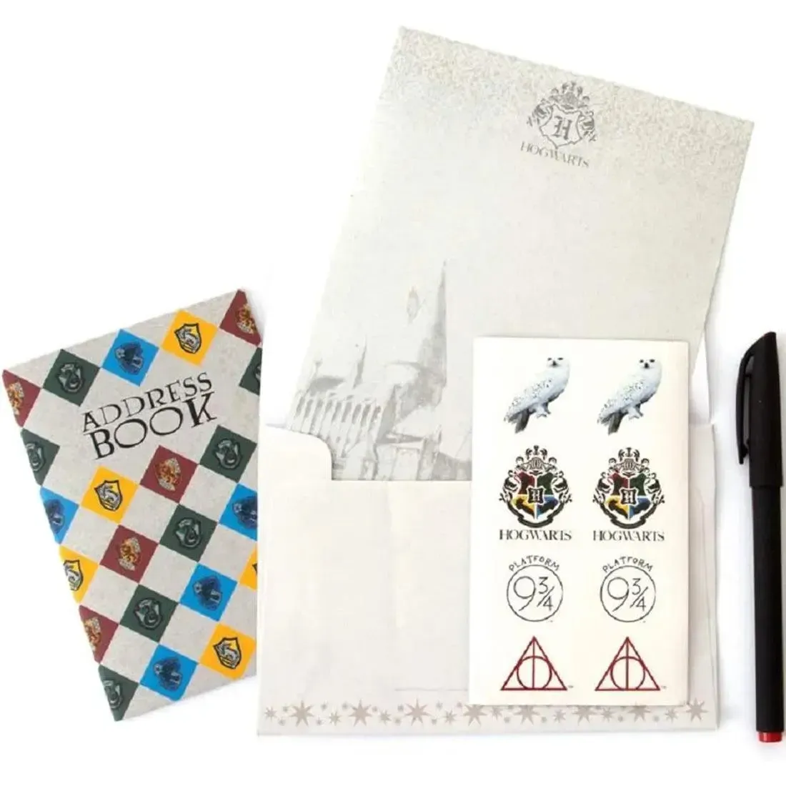 Harry Potter - Hogwarts 30-Piece Stationary Gift Set - (Letters, Envelopes, Postcards, Address Book, Pen, Eraser, Notepad) - Paper House Products - Playhouse Series - Image 4