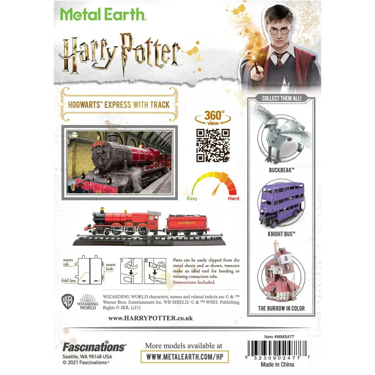 Harry Potter - Hogwarts Express with Track Figure Model Kit (Steel, Challenging Difficulty) - Fascinations - Metal Earth Premium Series - Image 3