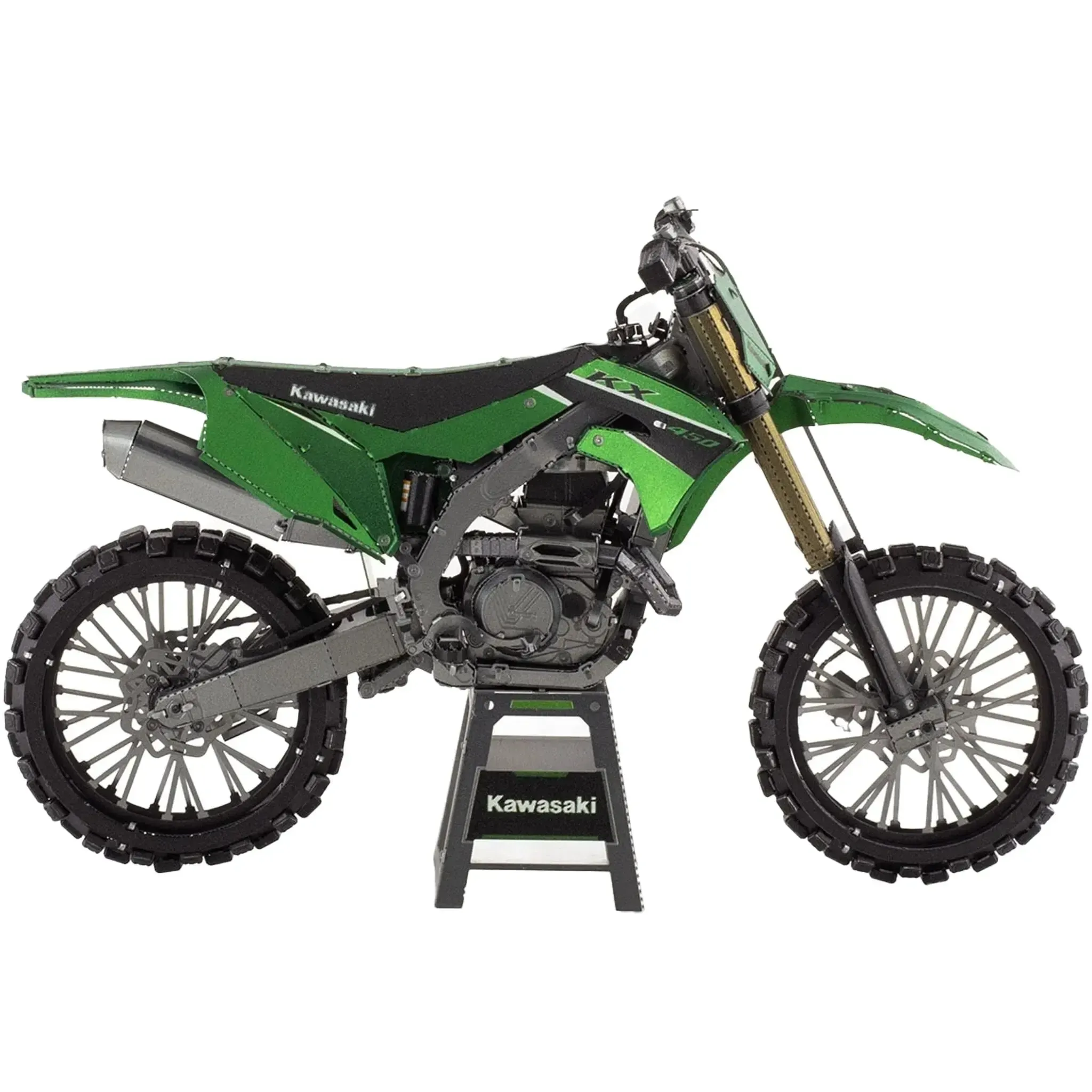 Kawasaki - Kawasaki KX450 Dirt Bike Figure Model Kit (1:16 Scale, Steel, Moderate Difficulty) - Fascinations - Metal Earth Premium Series - (2024) - Image 6