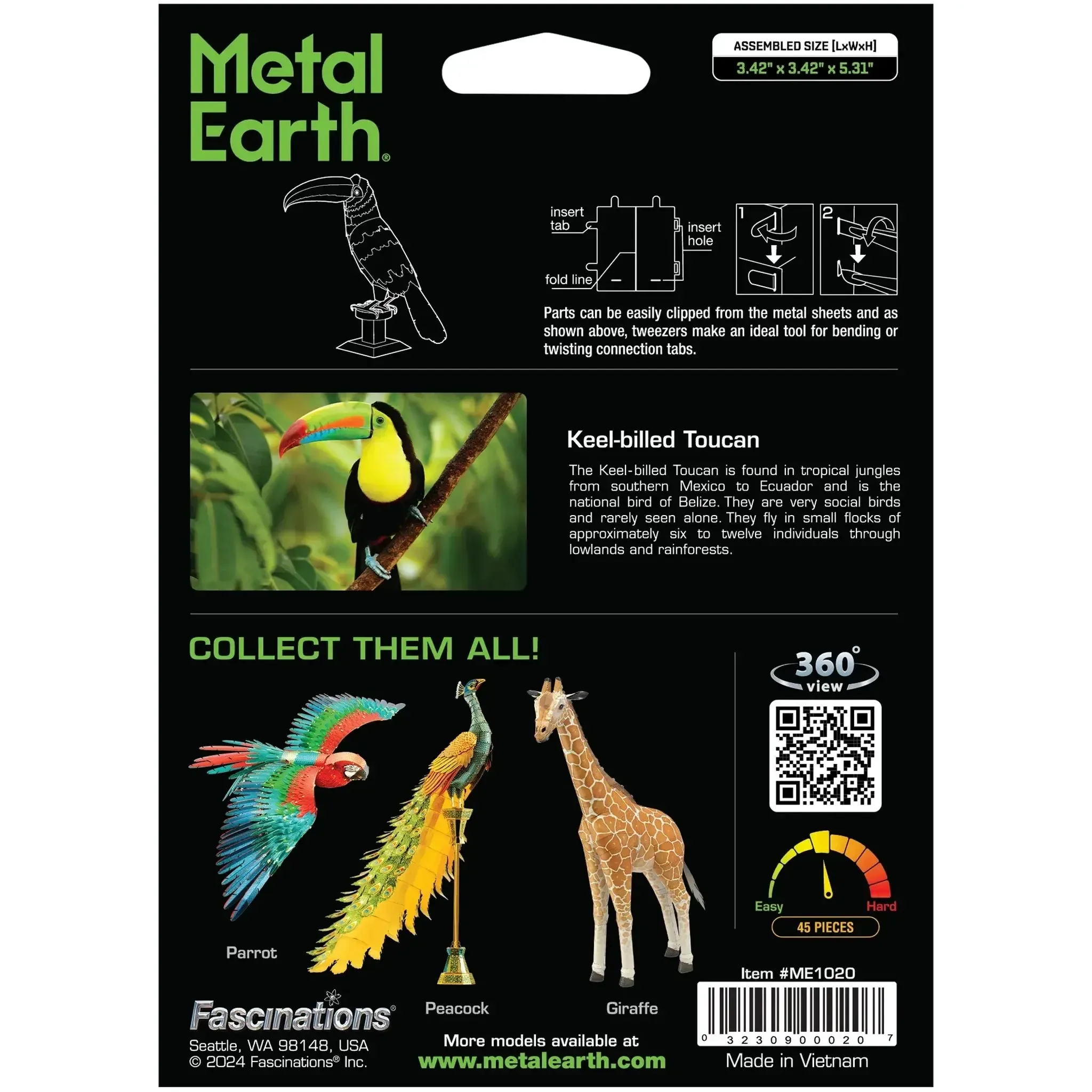 Keel-Billed Toucan Bird 3D Figure Model Kit (Steel, Easy Difficulty) - Fascinations - Metal Earth Series - (2024) - Image 3