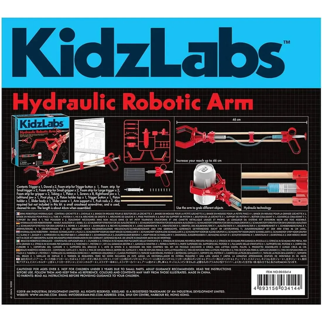 KidzLabs: Hydraulic Robotic Arm - Educational Science STEAM Building Kit - 4M - Image 3