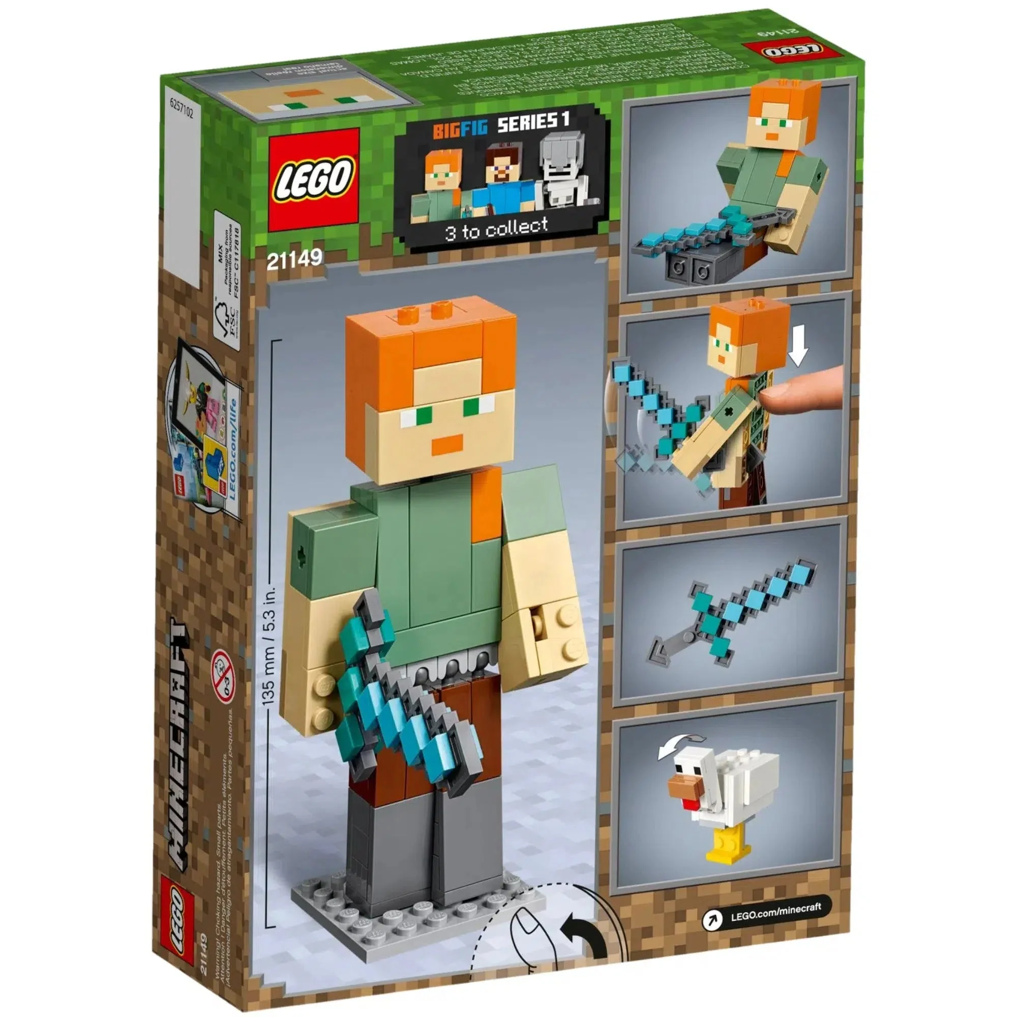 LEGO [Minecraft] - Minecraft Alex BigFig with Chicken Building Set - BigFig Series 1 (21149) - Image 5
