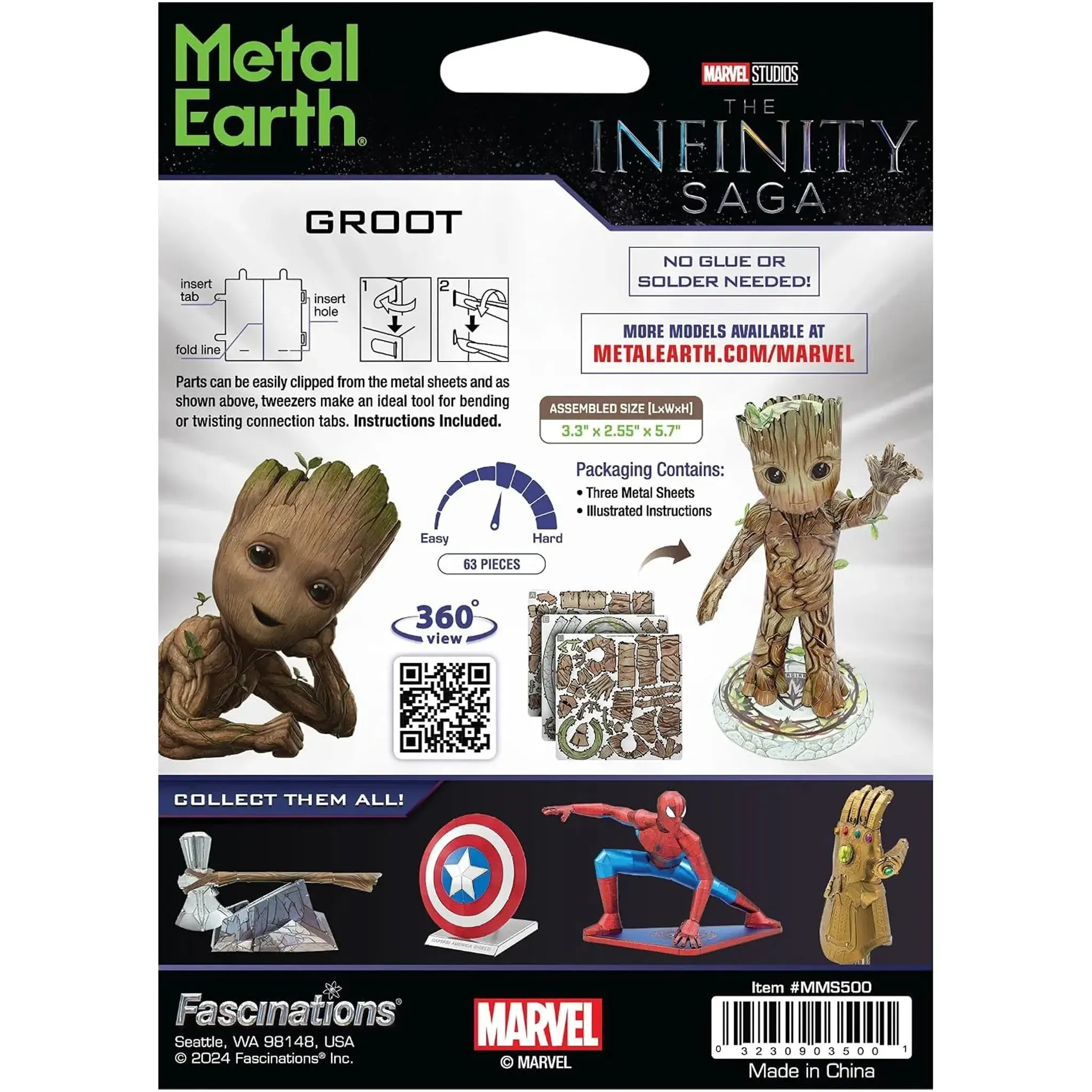 Marvel [Avengers: The Infinity Saga] - Groot Figure Model Kit (Steel, Moderate Difficulty) - Fascinations - Metal Earth Series - Image 3
