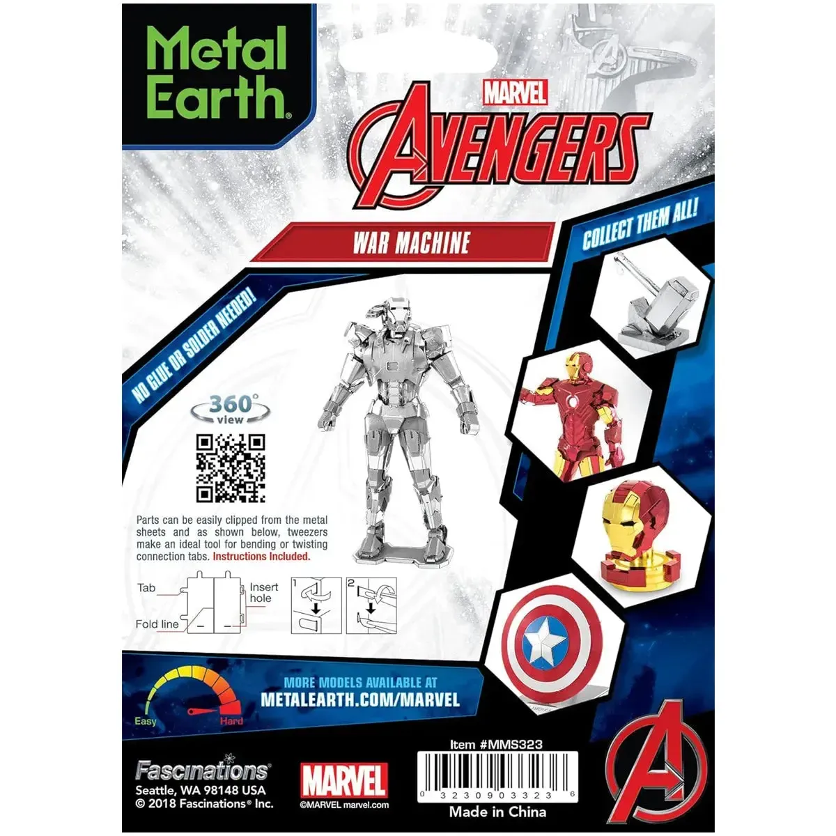 Marvel [Avengers] - Unpainted War Machine Figure Model Kit (Steel, Expert Difficulty) - Fascinations - Metal Earth Series - Image 3