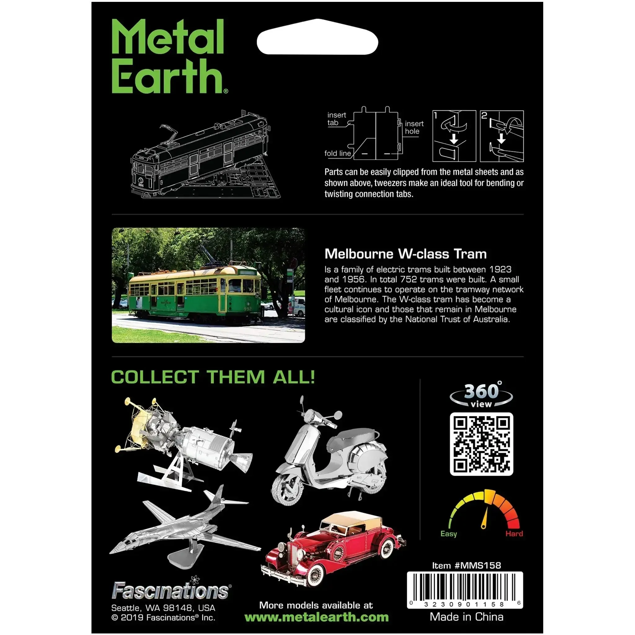 Melbourne W-Class Tram (Colored) Transit Car 3D Figure Model Kit (Steel, Moderate Difficulty) - Fascinations - Metal Earth Series - (2022) - Image 3