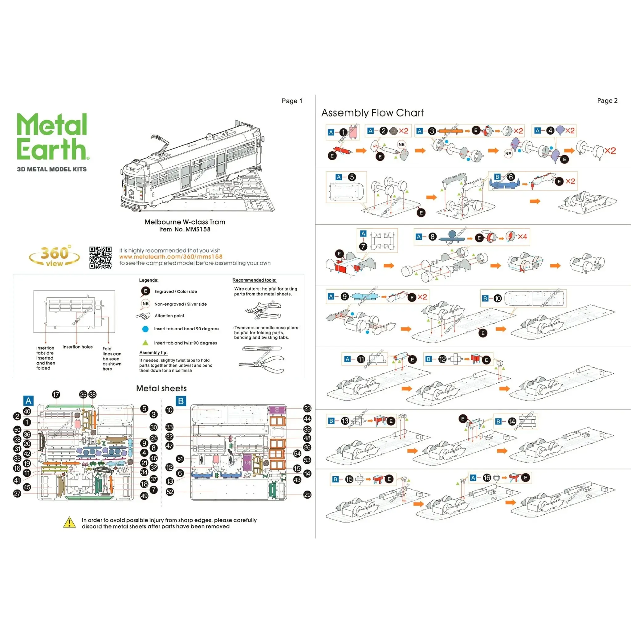Melbourne W-Class Tram (Colored) Transit Car 3D Figure Model Kit (Steel, Moderate Difficulty) - Fascinations - Metal Earth Series - (2022) - Image 7