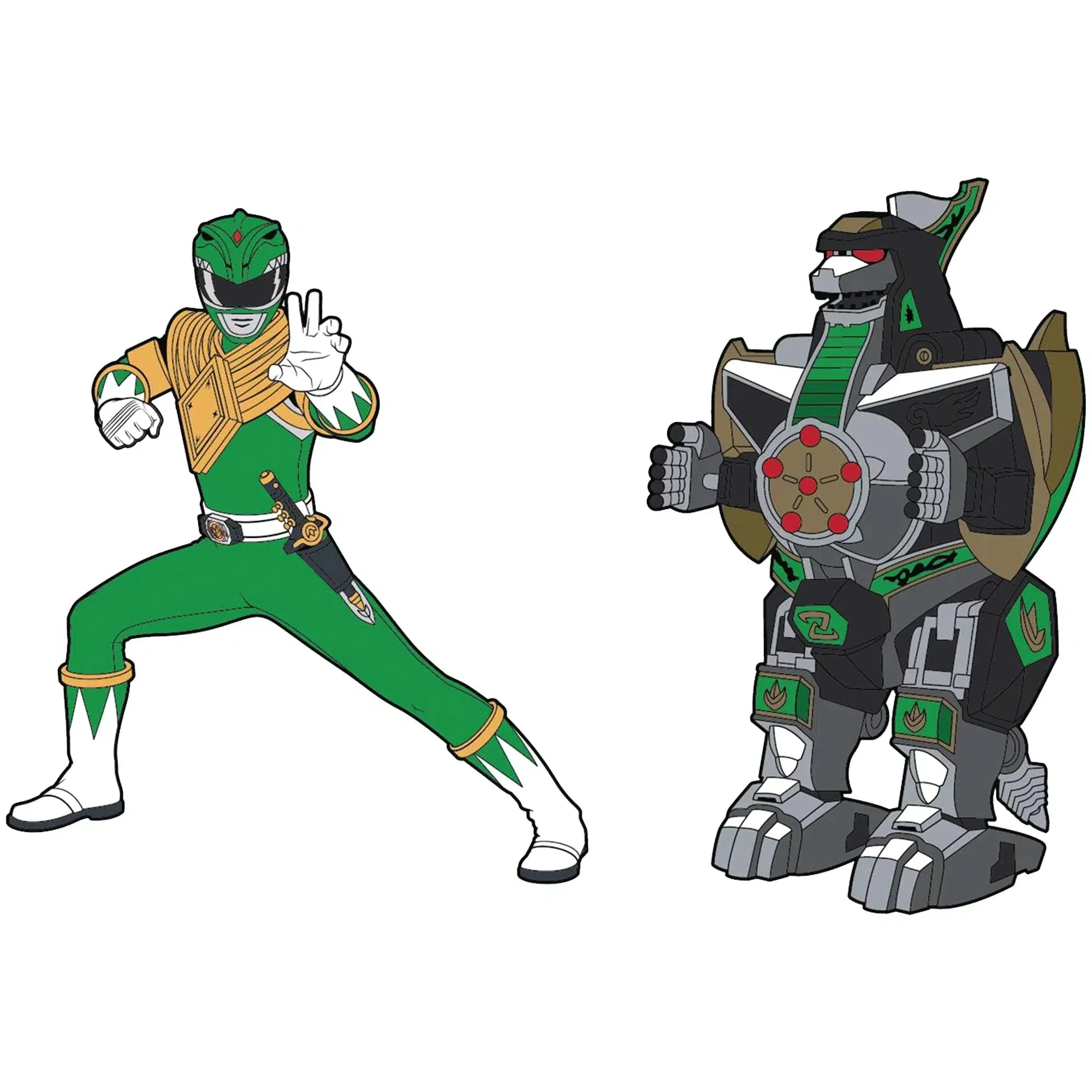 Mighty Morphin Power Rangers - Green Ranger x Dragonzord Pin Badge Set (Enamel) - Icon Heroes - Image 2