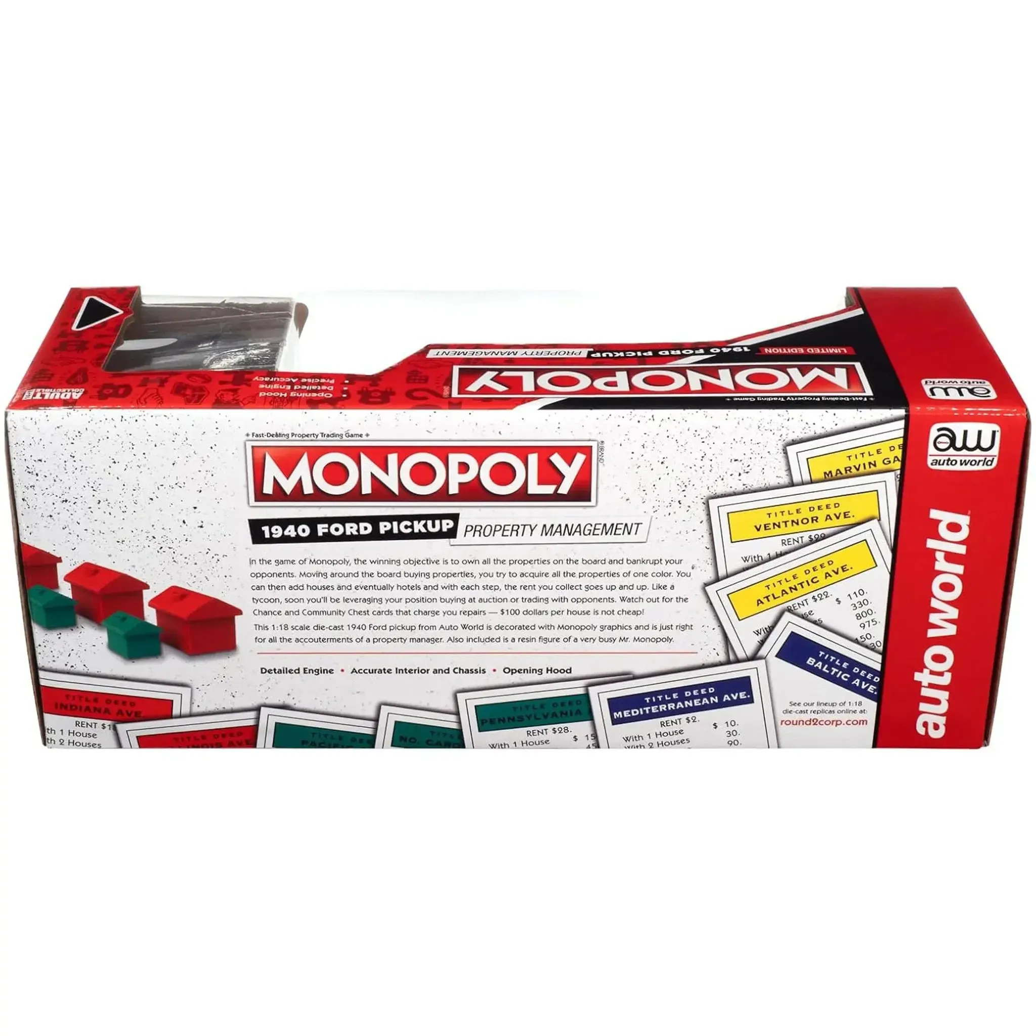 Monopoly - 1940 Ford Pickup Property Management Die-Cast Vehicle w/ Mr. Monopoly Figure (1:18 Scale) - Auto World - Limited Edition Series - (2022) - Image 3