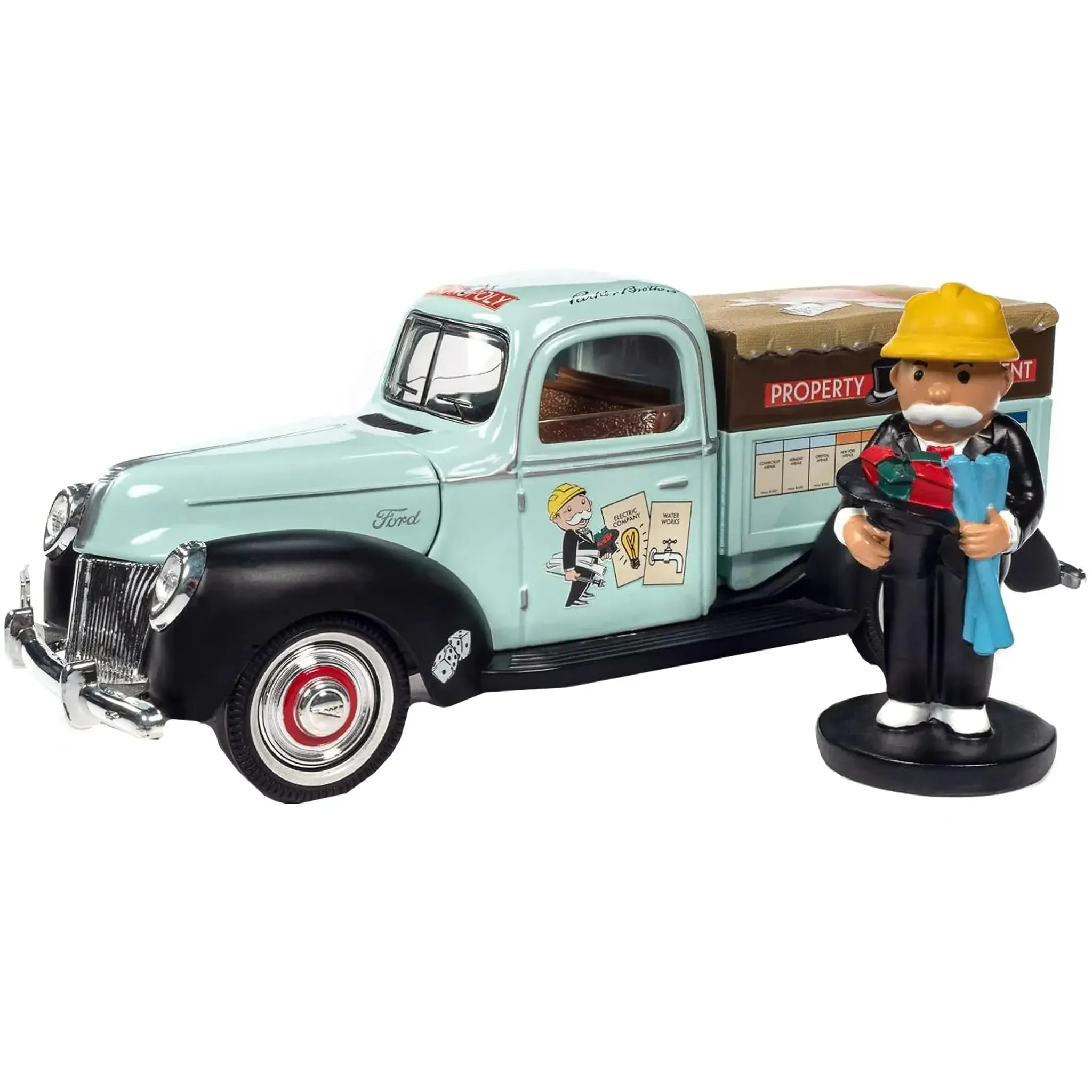 Monopoly - 1940 Ford Pickup Property Management Die-Cast Vehicle w/ Mr. Monopoly Figure (1:18 Scale) - Auto World - Limited Edition Series - (2022) - Image 5