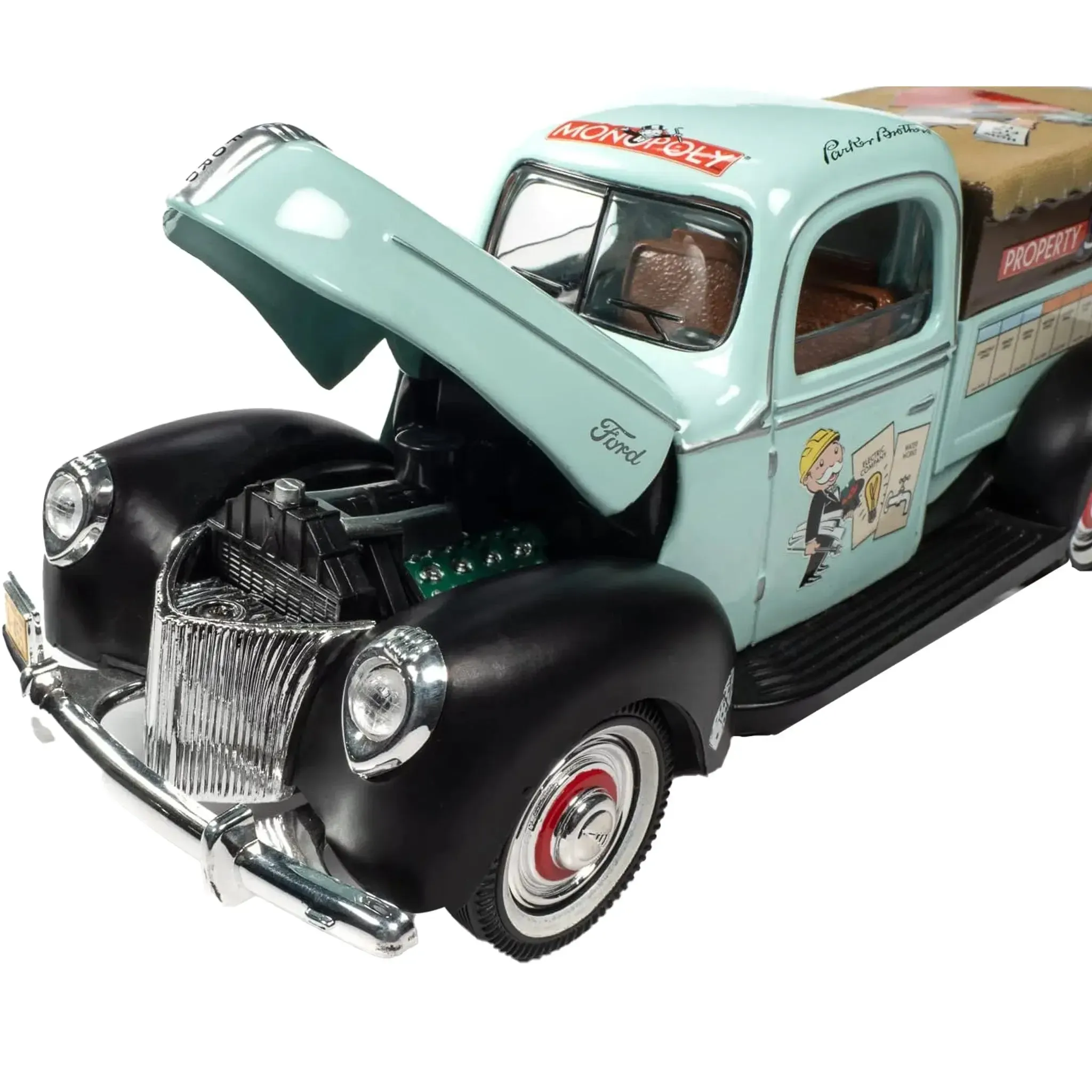 Monopoly - 1940 Ford Pickup Property Management Die-Cast Vehicle w/ Mr. Monopoly Figure (1:18 Scale) - Auto World - Limited Edition Series - (2022) - Image 6