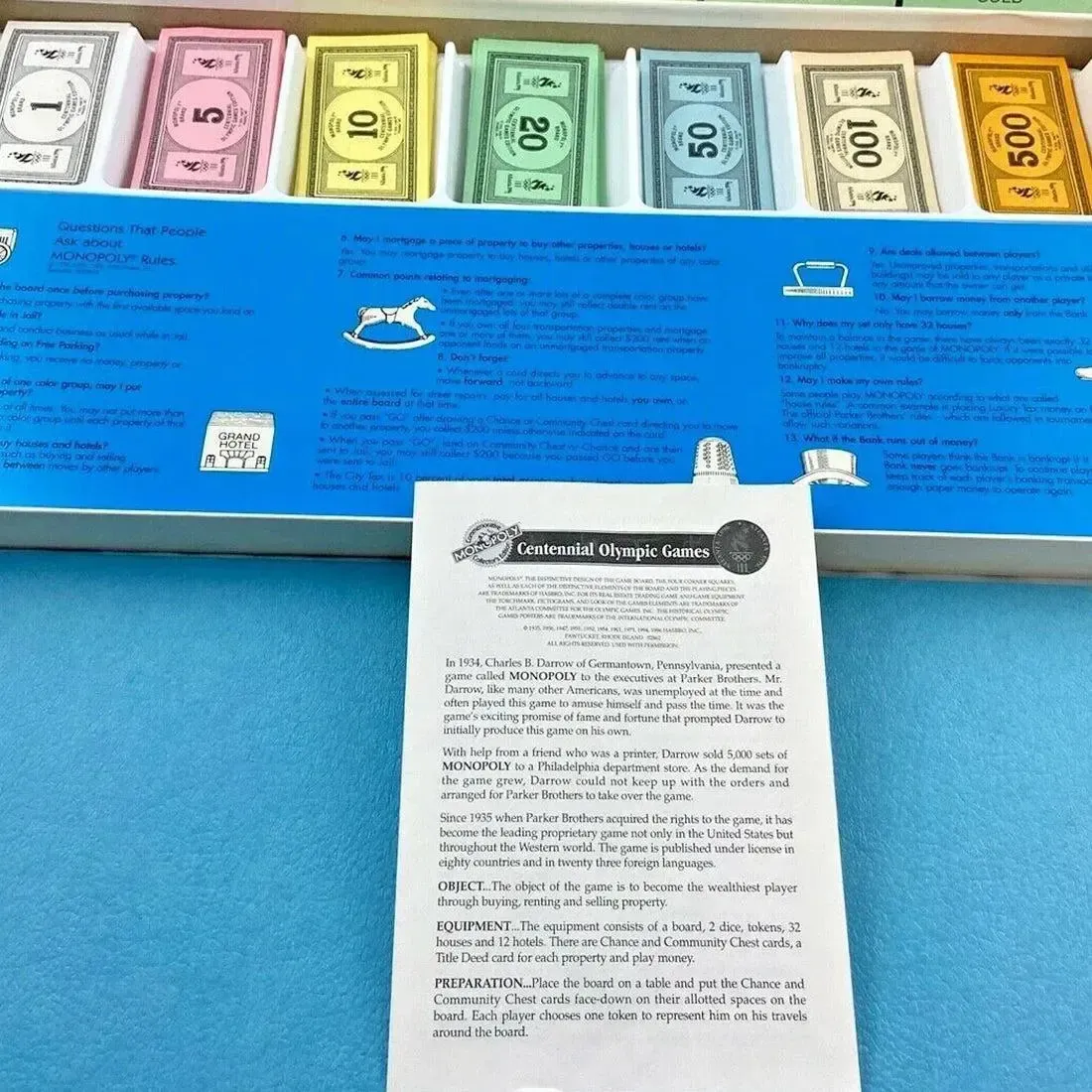 Monopoly: Centennial Olympic Games Edition [1996 Atlanta Olympic Games] - Economic Sports Board Game for Family, Adults, and Children (2-8 Players, Ages 8+) - USAopoly - (1996) - Image 6
