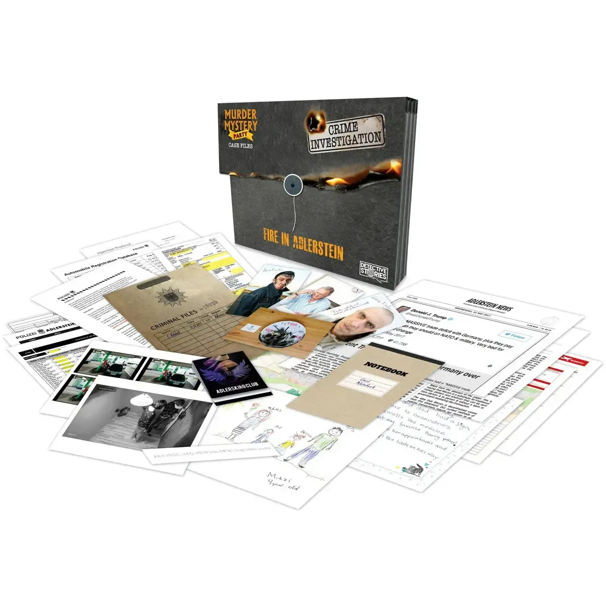 Murder Mystery Party: Fire in Alderstein - Puzzle Crime Board Game for Family and Adults (1+ Players, Age 14+) - University Games - Image 2