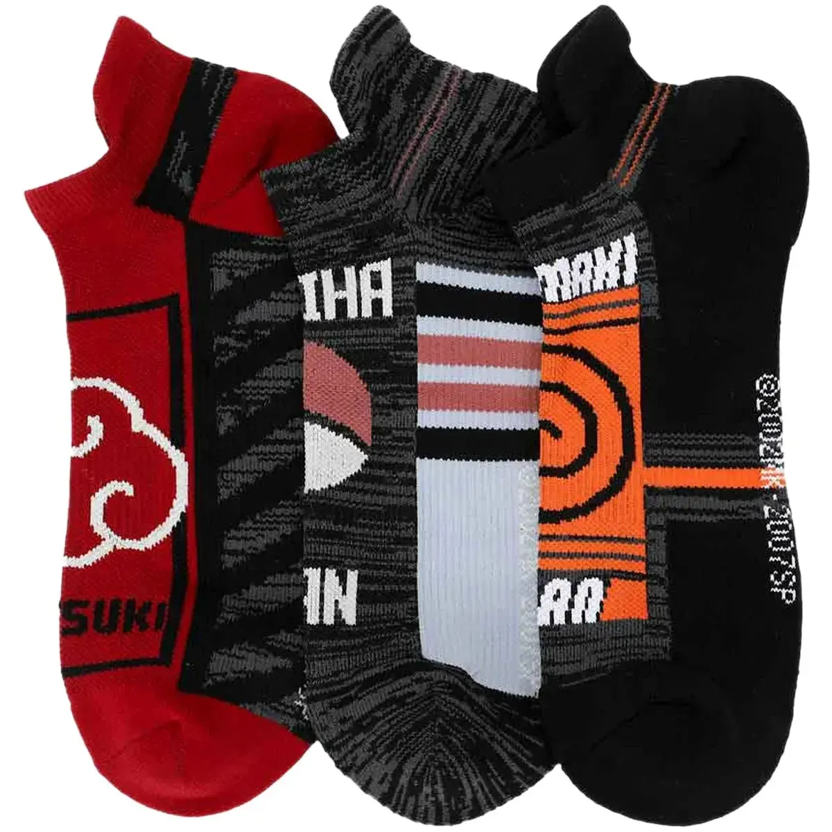 Naruto - Akatsuki, Uchiha & Uzumaki Men's Athletic Ankle Compression Socks Set (3 Pairs) - Bioworld - Image 2