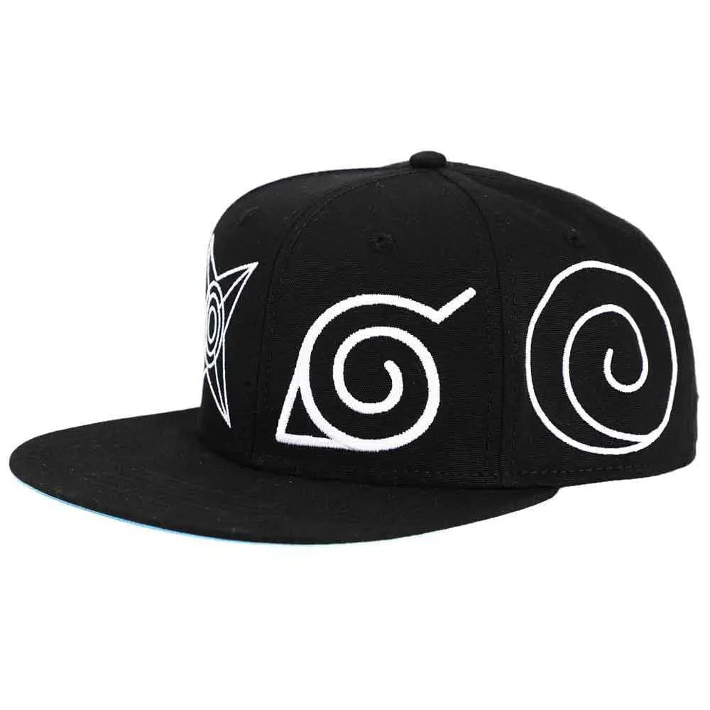 Naruto - Konoha Village Clan Symbols Snapback Hat (Black, Flat Bill) - Bioworld - Image 3