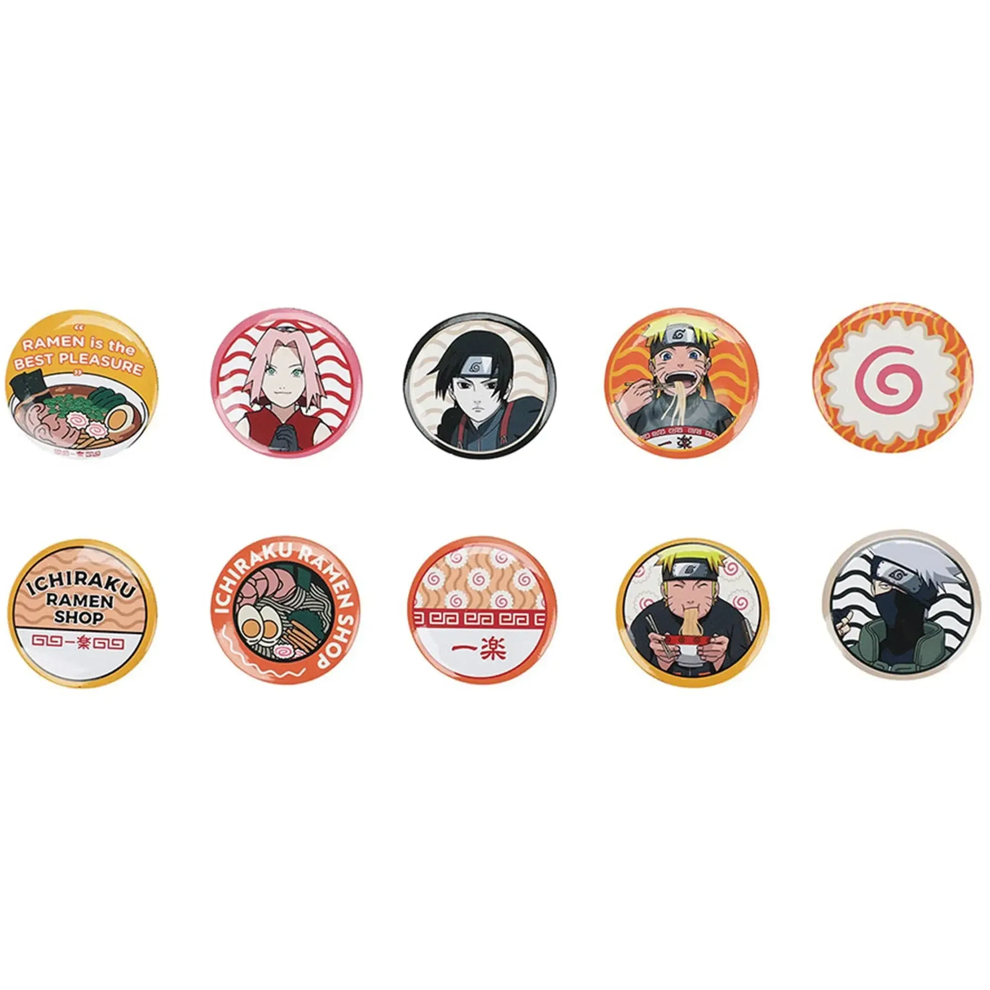 Naruto Shippuden - Characters & Symbols Button Pin Badge Set (10 Pieces) (Tin, 2"x2") Bioworld - Image 3