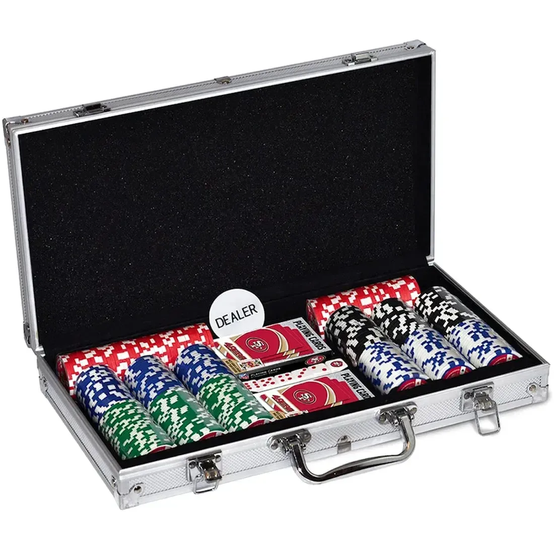 NFL: San Francisco 49ers - Aluminum Case with Poker Set (300 Poker Chips, Playing Cards, Dice) - Master Pieces - Image 3