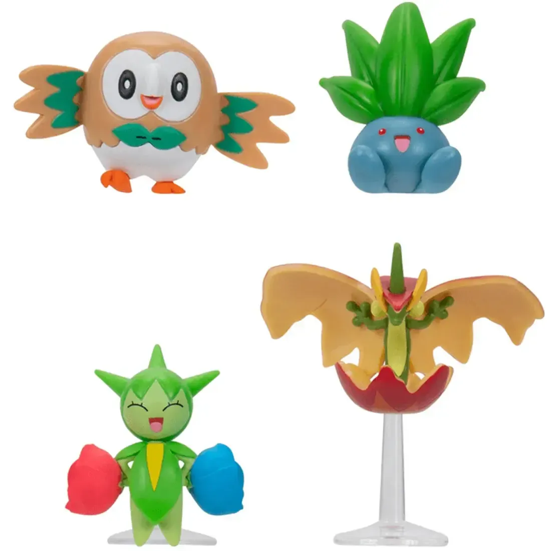 Pokémon - Grass-type Battle Pack Figure Set (Rowlet, Oddish, Roselia & Flapple) - Jazwares - Battle Ready Series - Image 2