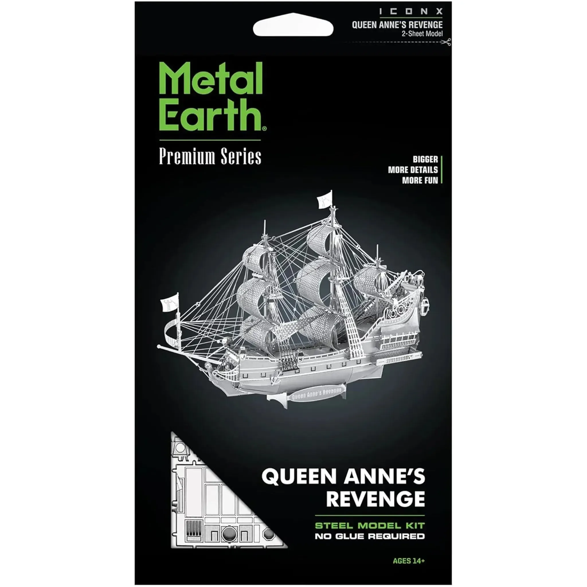 Queen Anne's Revenge Pirate Ship 3D Figure Model Kit (Steel, Moderate Difficulty) - Fascinations - Metal Earth Premium Series - (2023)