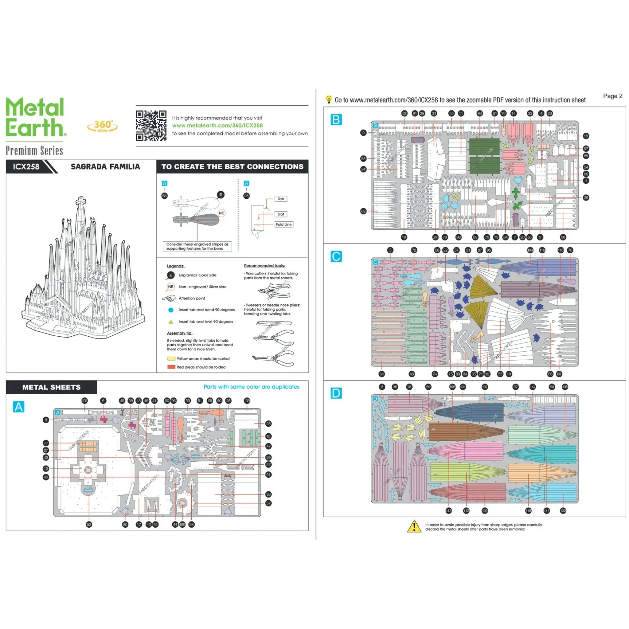 Sagrada Familia Basilica Building 3D Figure Model Kit (1:988 Scale, Steel, Hard Difficulty) - Fascinations - Metal Earth Premium Series - (2024) - Image 7
