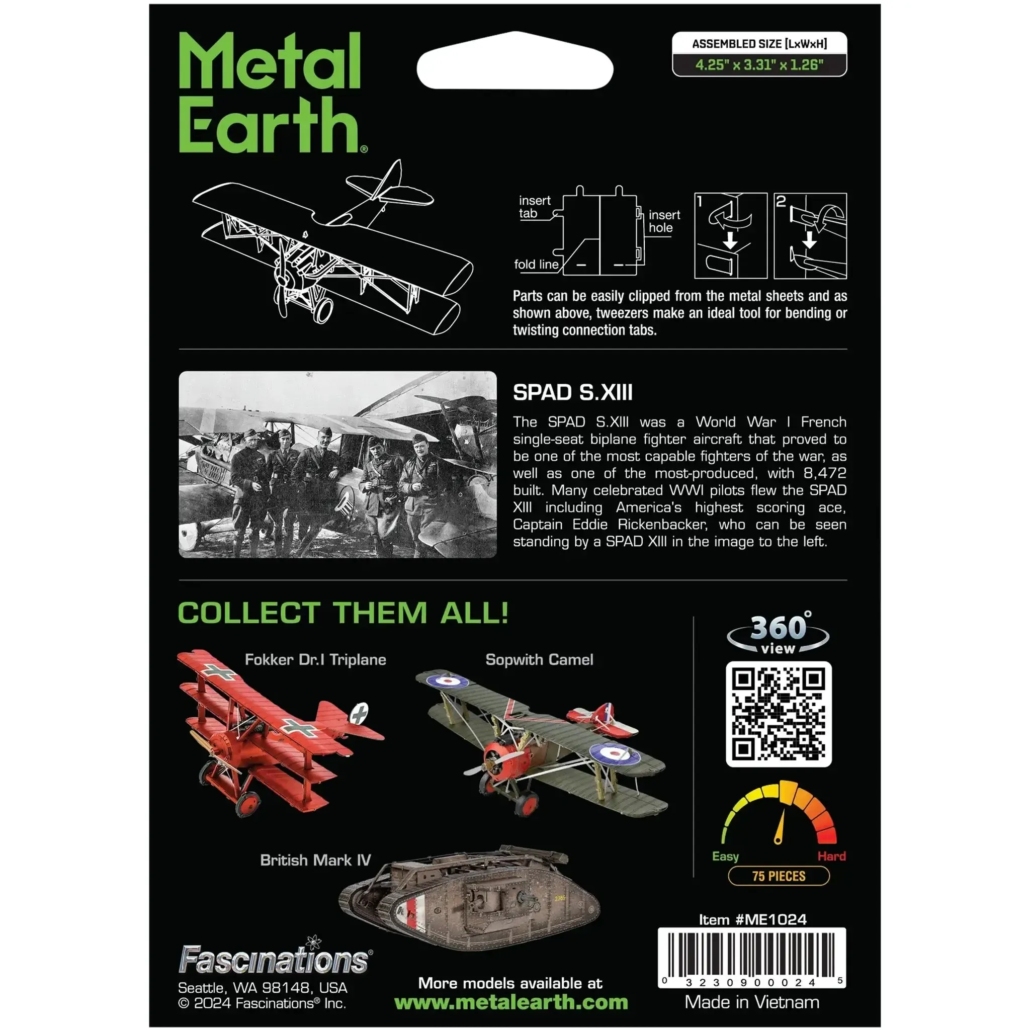 SPAD S.XIII Plane Figure Model Kit (1:58 Scale, Steel, Moderate Difficulty) - Fascinations - Metal Earth Series - (2024) - Image 3