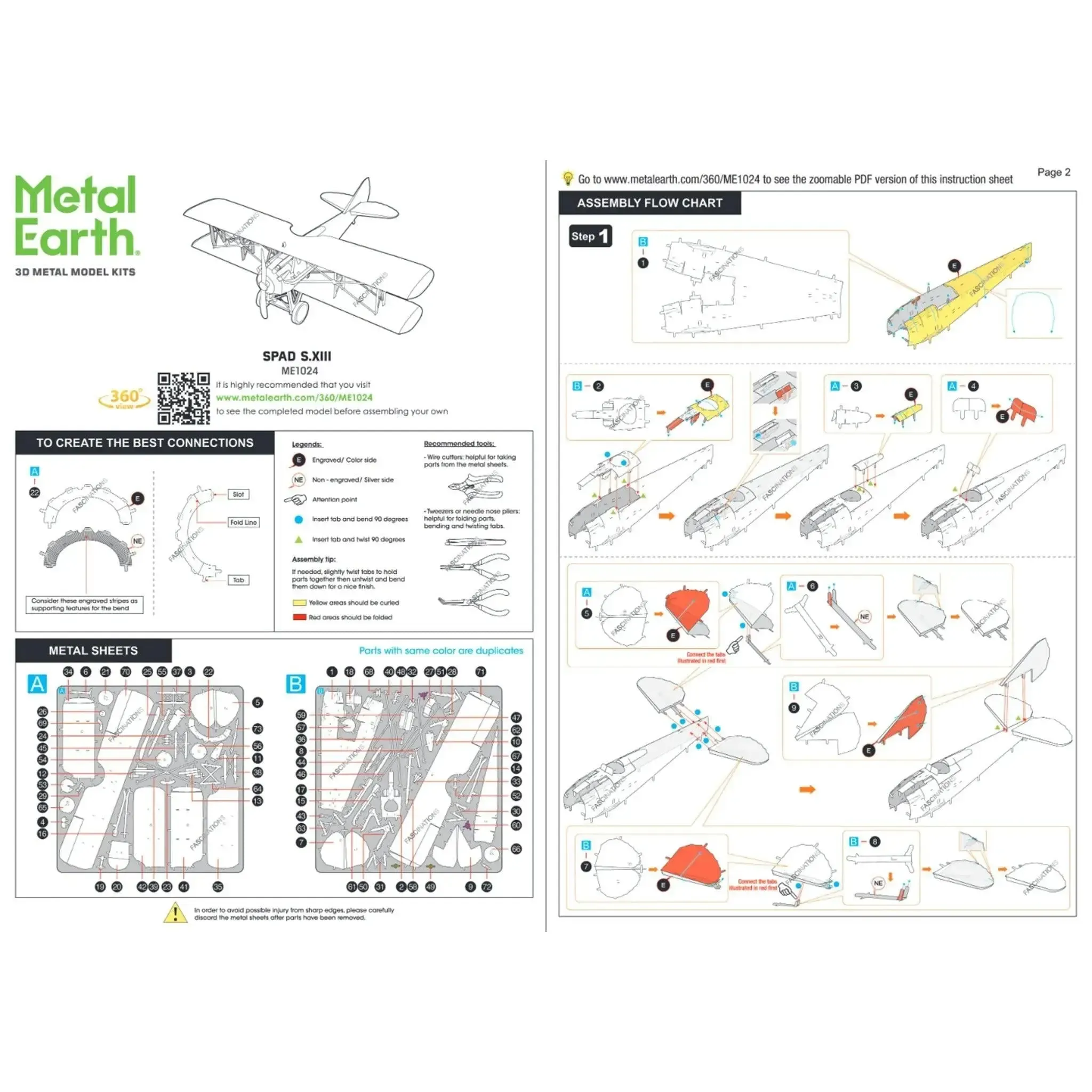 SPAD S.XIII Plane Figure Model Kit (1:58 Scale, Steel, Moderate Difficulty) - Fascinations - Metal Earth Series - (2024) - Image 9