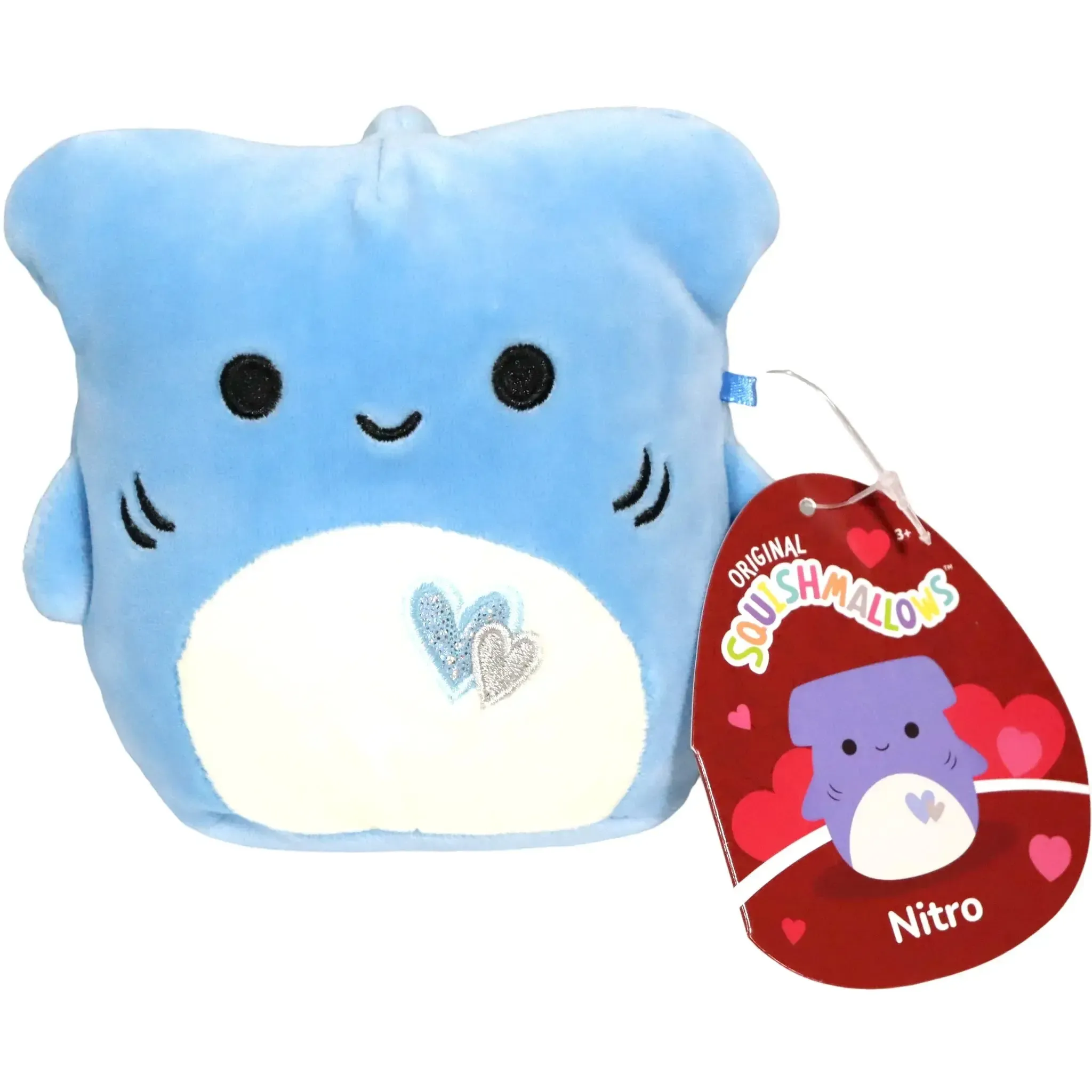 Squishmallows - Valentine’s Edition Nitro the Light Blue Hammerhead Shark Plush (5") - Jazwares - (2022) - Image 3