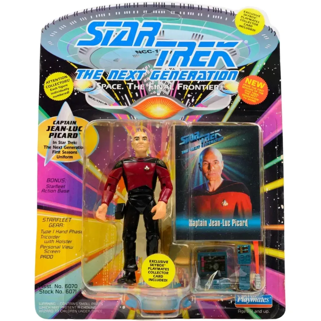 Star Trek: The Next Generation - Captain Jean-Luc Picard Action Figure with SkyBox Collector Card (4.5") - Playmates Toys - (1993)
