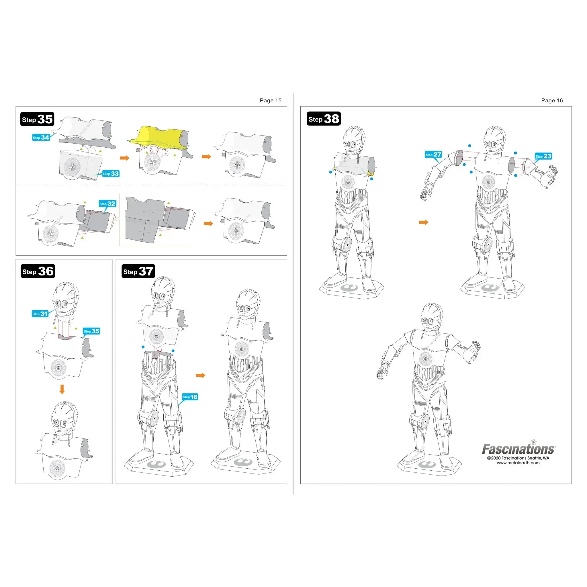 Star Wars - C-3PO 3D Figure Model Kit (Steel, Moderate Difficulty) - Fascinations - Metal Earth Premium Series - (2022) - Image 14